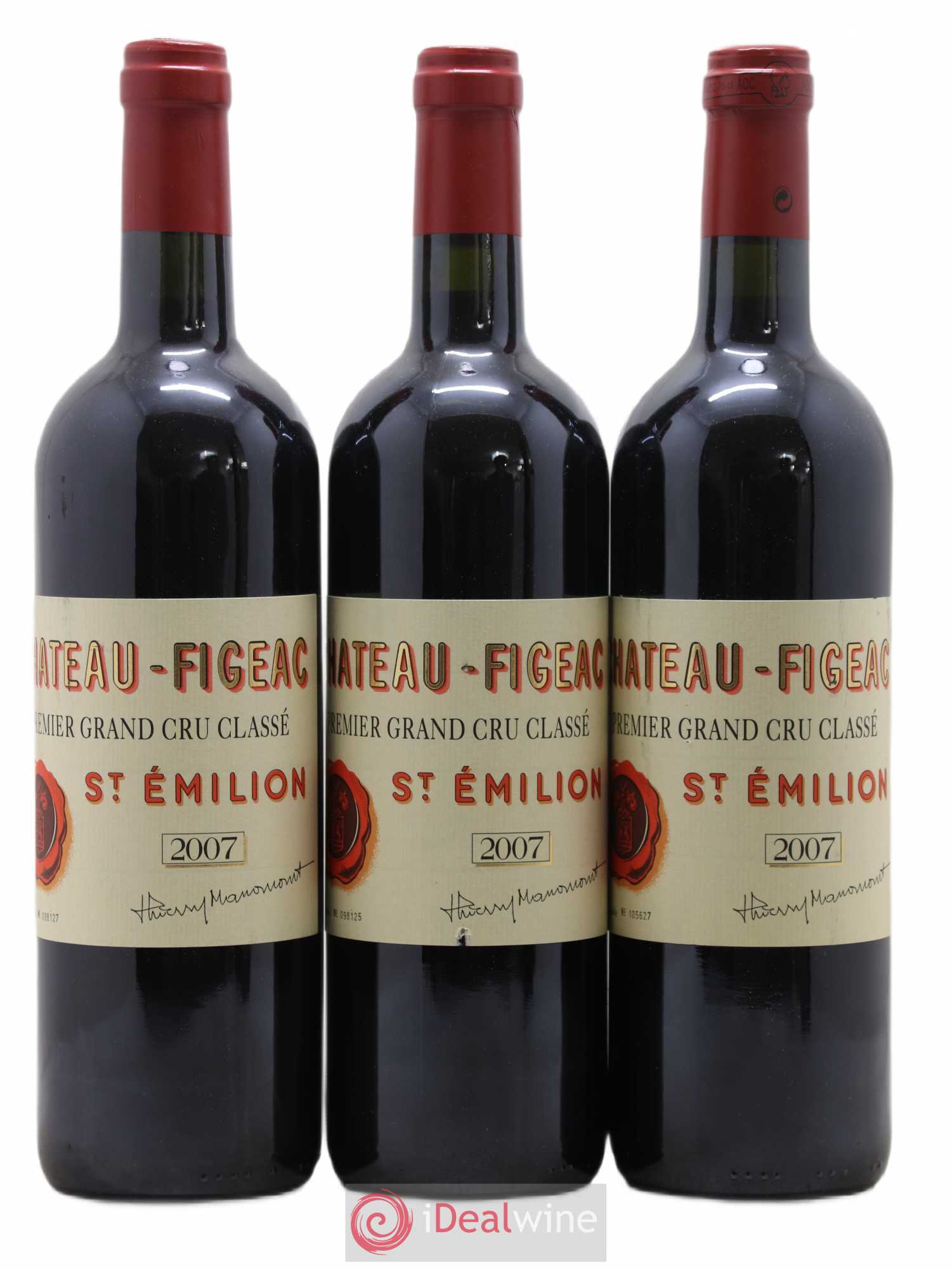 Château Figeac 1er Grand Cru Classé A 2007 - Lot de 3 bouteilles - 0