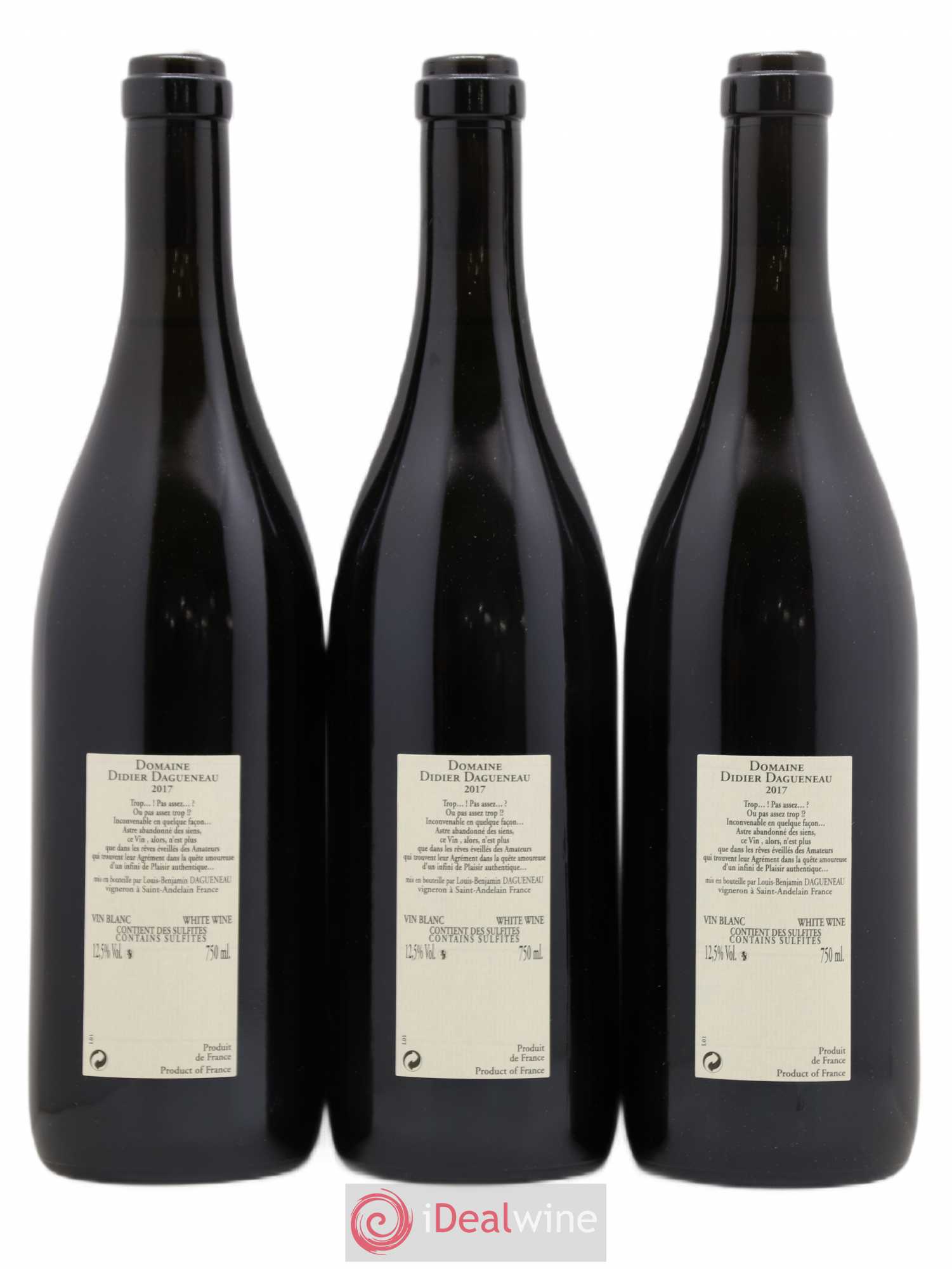Pouilly-Fumé Blanc Fumé de Pouilly Dagueneau (Domaine Didier - Louis-Benjamin) 2017 - Lot de 3 bouteilles - 1