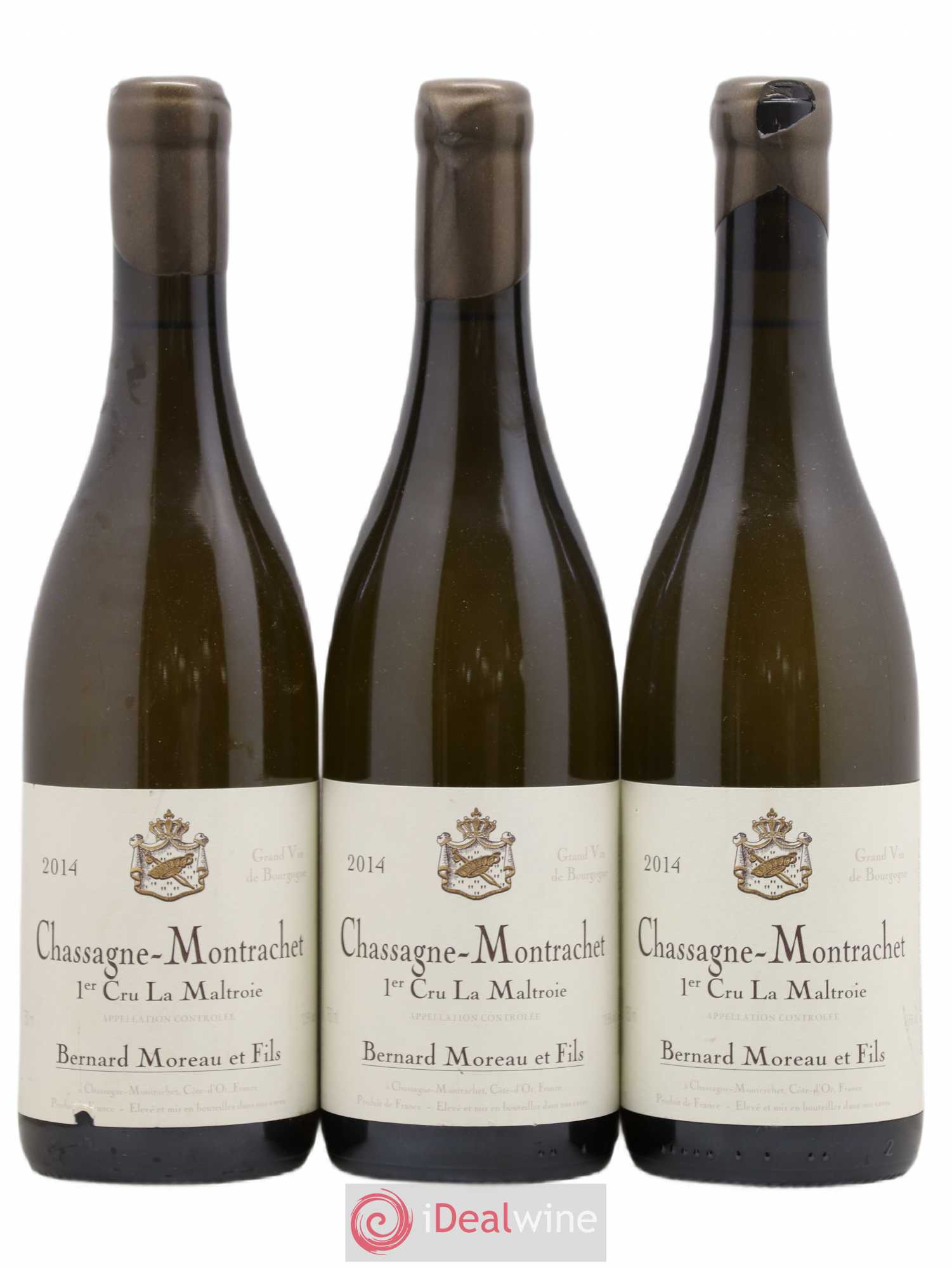 Chassagne-Montrachet 1er Cru La Maltroie Bernard Moreau et Fils (Domaine) 2014 - Lot de 3 bouteilles - 0
