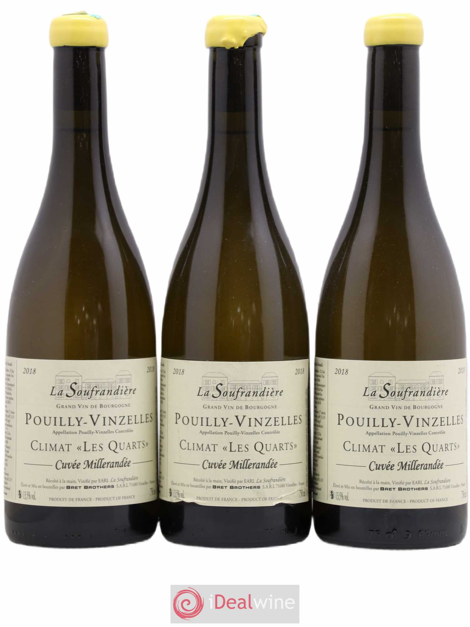 Pouilly-Vinzelles Les Quarts La Soufrandière - Bret Brothers Cuvée Millerandée 2018 - Lot de 3 bouteilles - 0