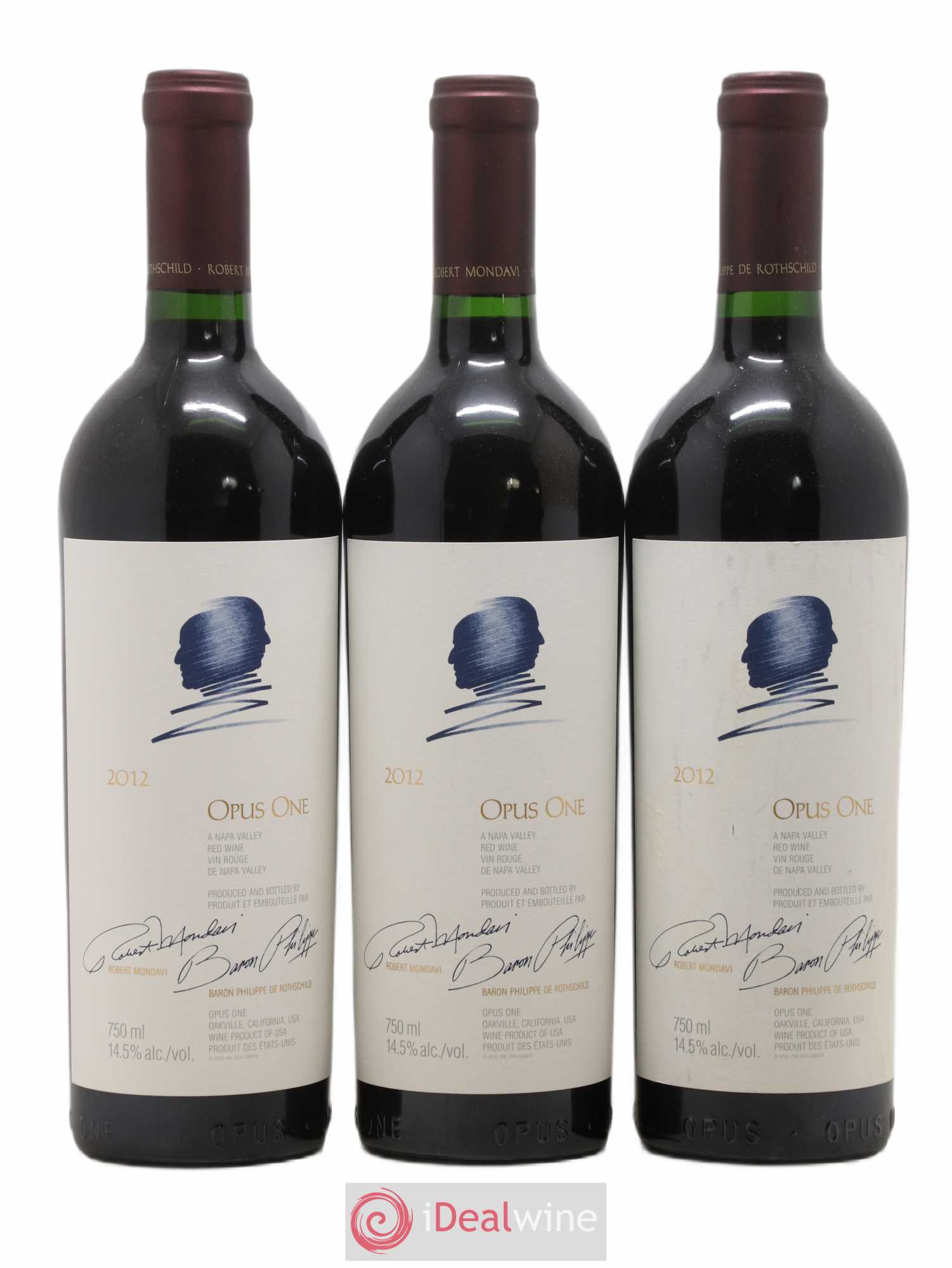 Napa Valley Opus One Robert Mondavi 2012 - Lot de 3 bouteilles - 0