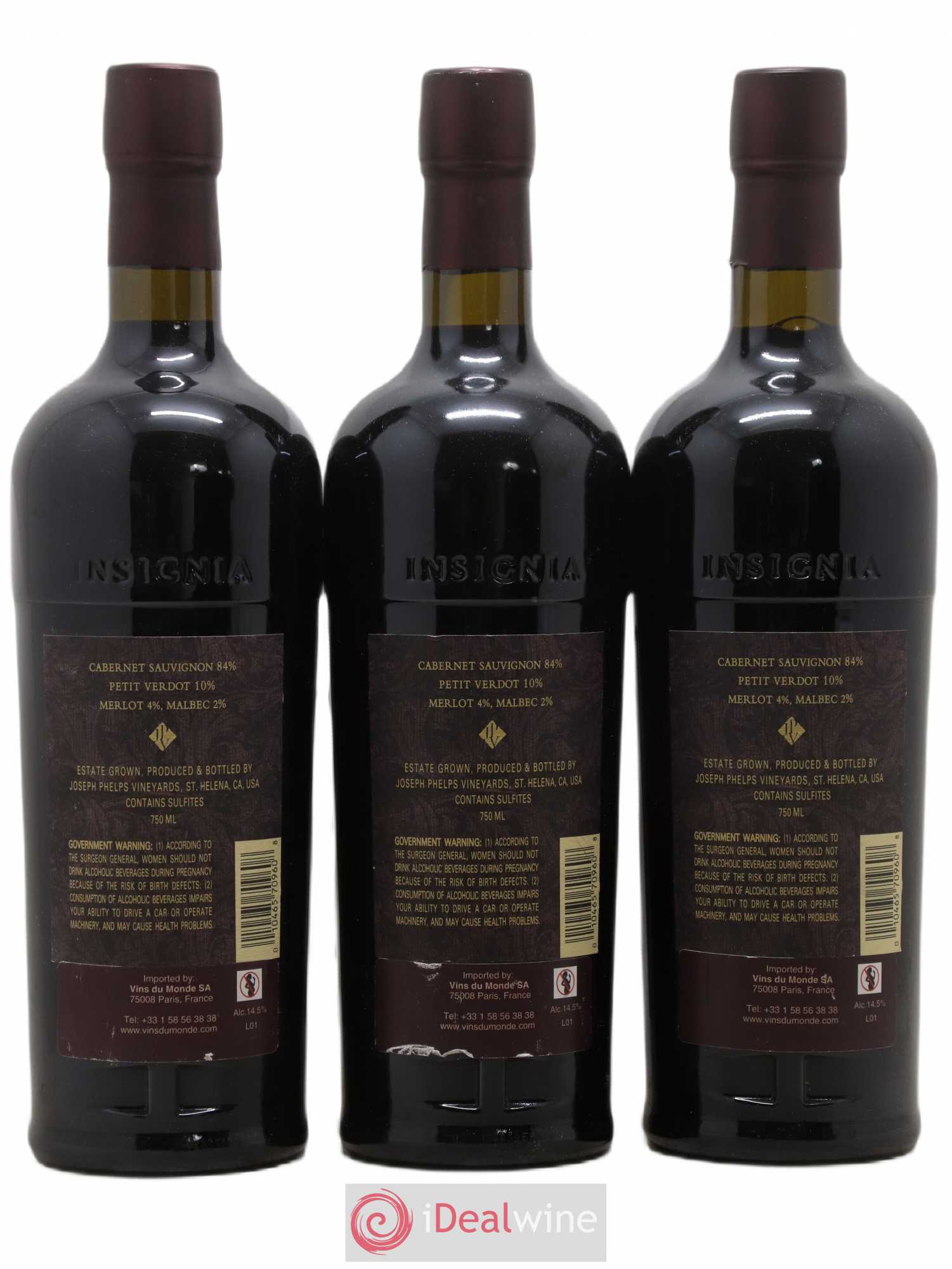 Napa Valley Insignia Joseph Phelps 2010 - Lot de 3 bouteilles - 1
