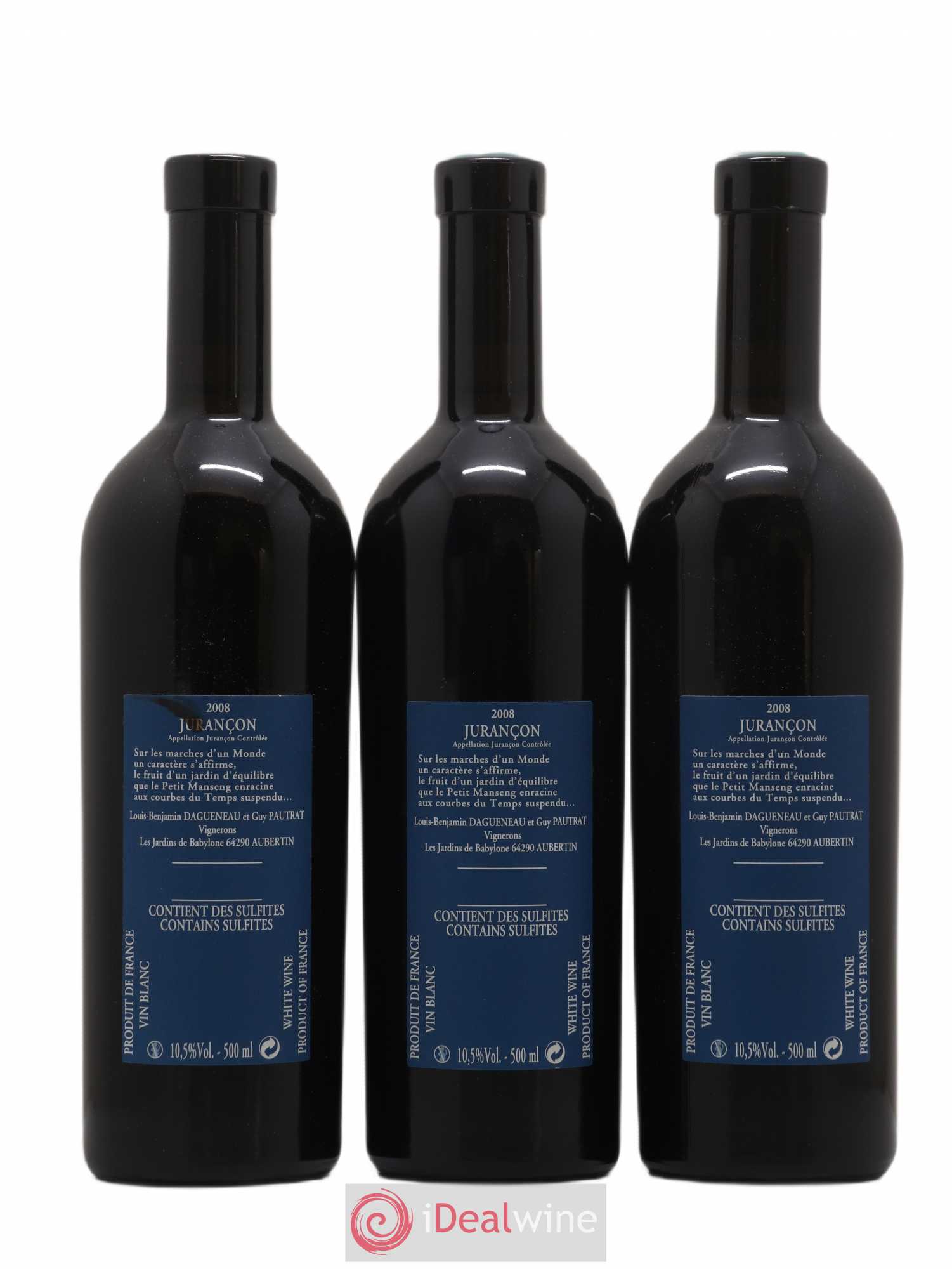 Vin de France (anciennement Jurançon) Jardins de Babylone Didier Dagueneau 50cl 2008 - Lotto di 3 bottiglie - 1