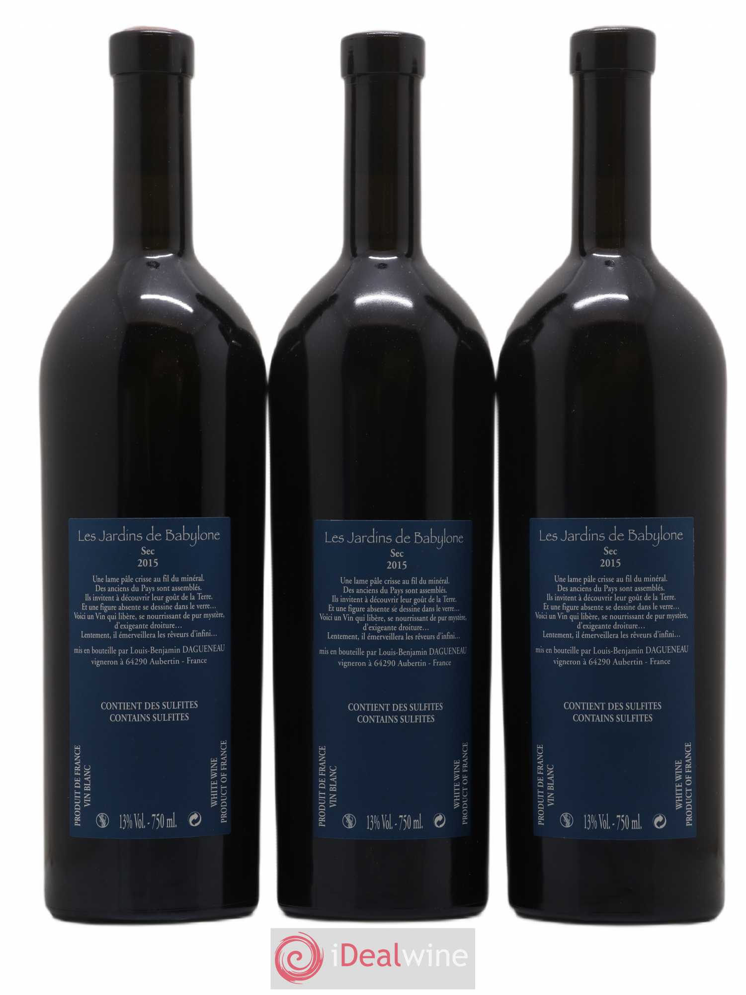 Vin de France(anciennement Jurançon) Les Jardins de Babylone Sec Didier Dagueneau 2015 - Lot de 3 bouteilles - 1