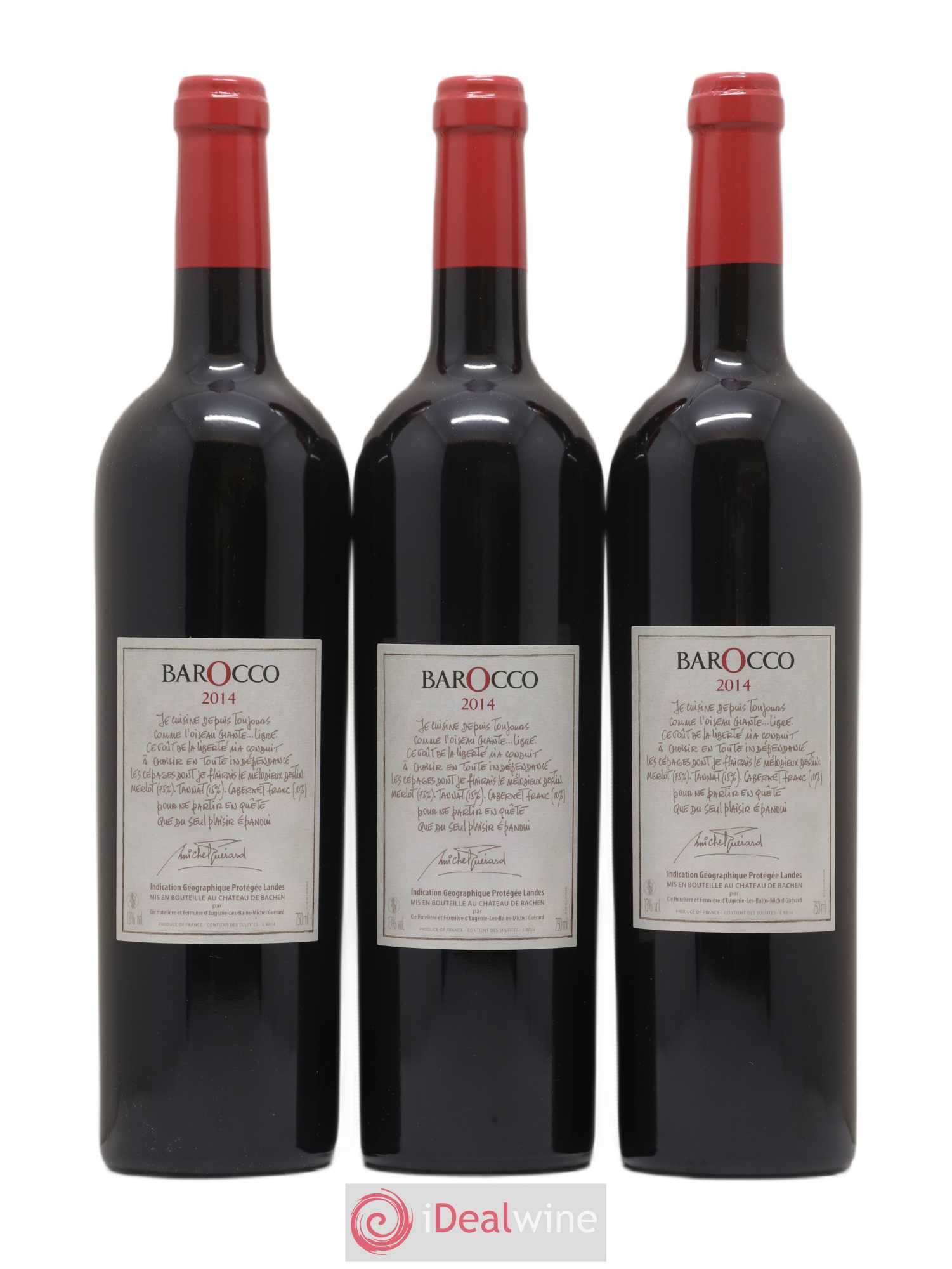 Sud-Ouest IGP des Landes Barocco Château de Bachen 2014 - Lot of 3 bottles - 1
