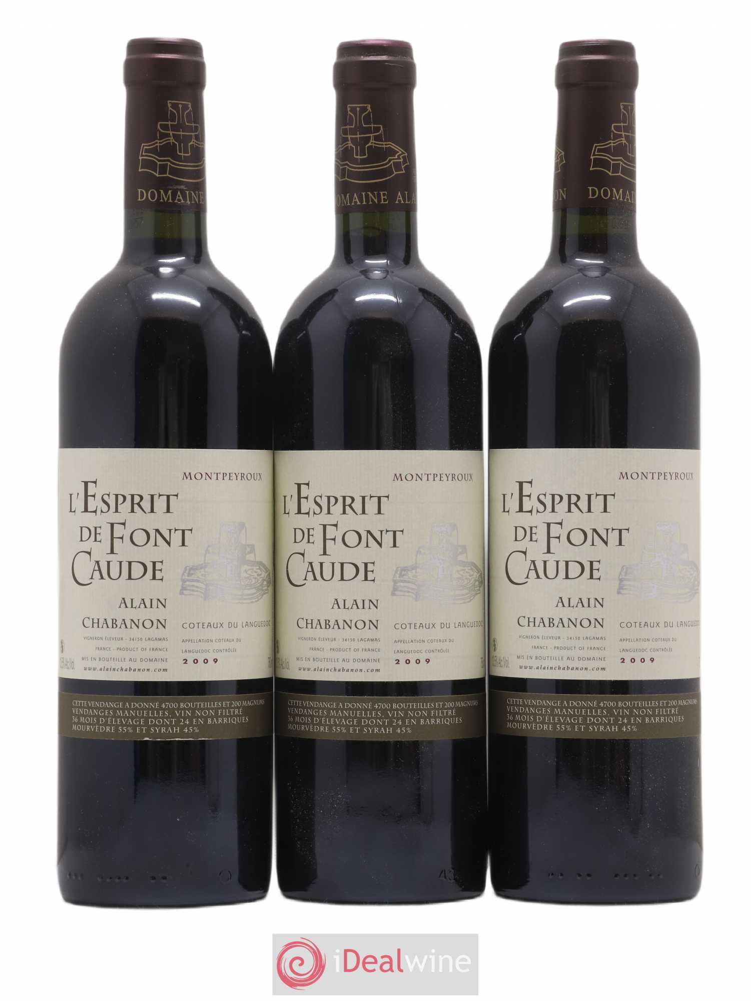 Languedoc Montpeyroux Alain Chabanon (Domaine) L'Esprit de Font Caude 2009 - Lot de 3 bouteilles - 0