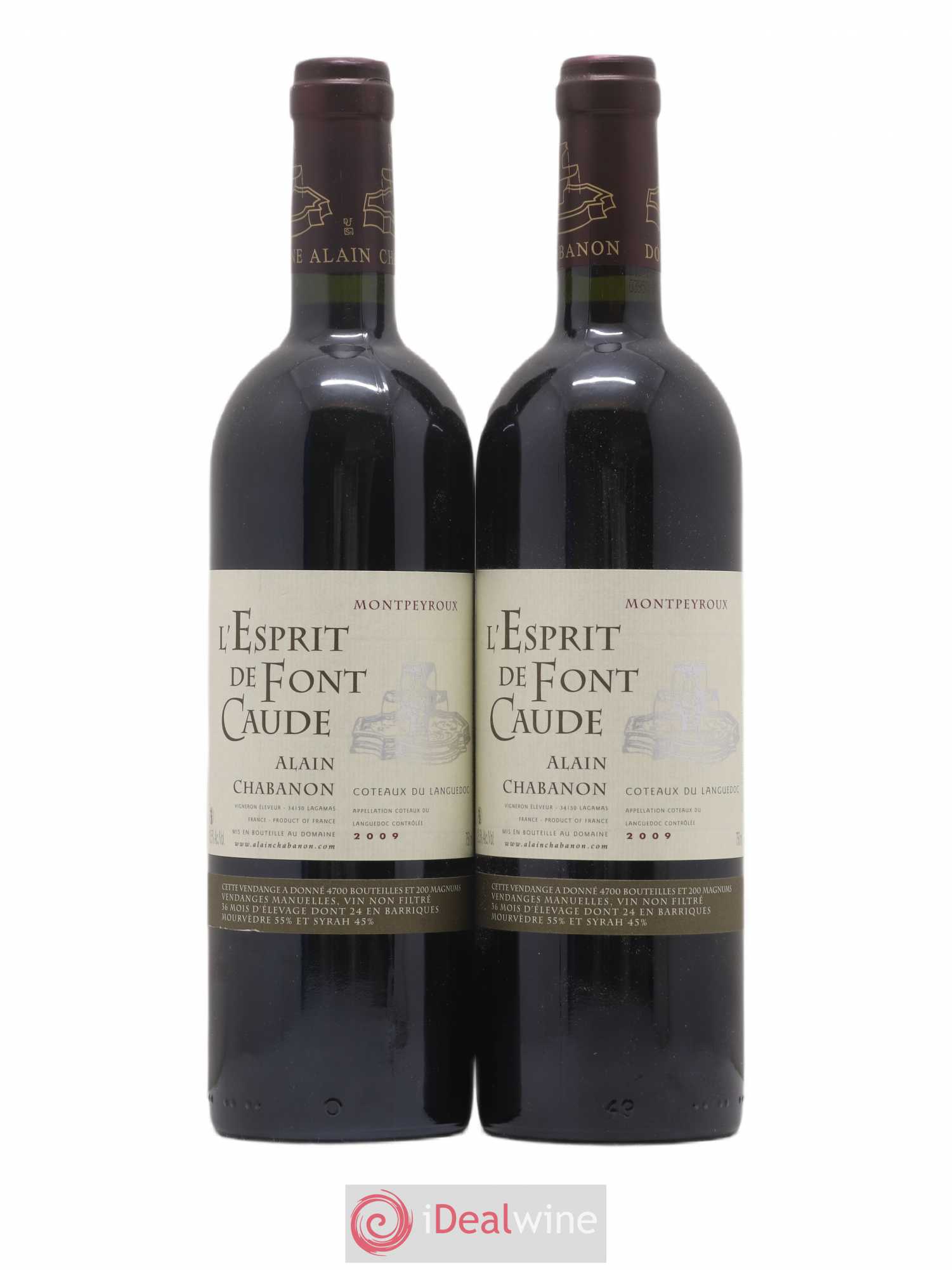 Languedoc Montpeyroux Alain Chabanon (Domaine) L'Esprit de Font Caude 2009 - Lot de 2 bouteilles - 0