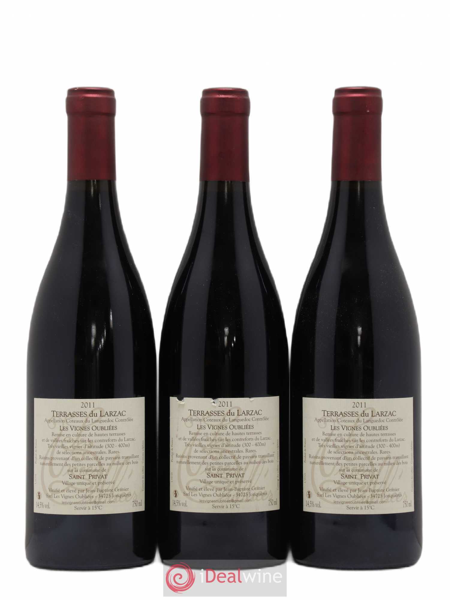 Terrasses du Larzac Les Vignes Oubliées Jean-Baptiste Granier 2011 - Lot de 3 bouteilles - 1