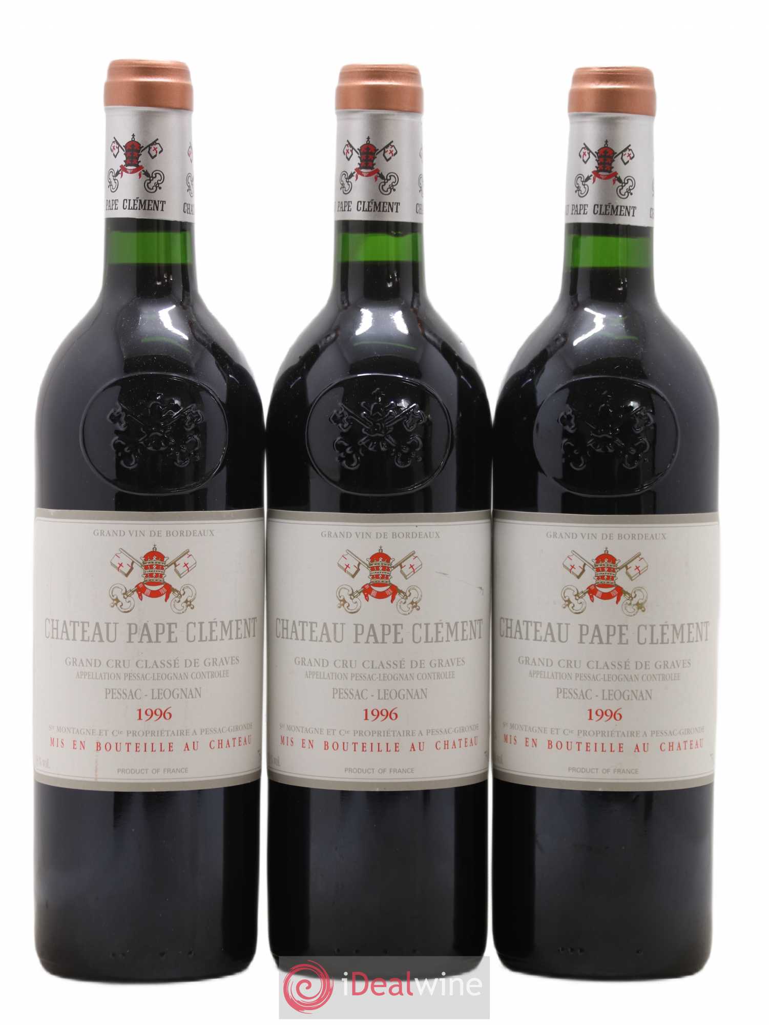 Château Pape Clément Cru Classé de Graves 1996 - Lot de 3 bouteilles - 0