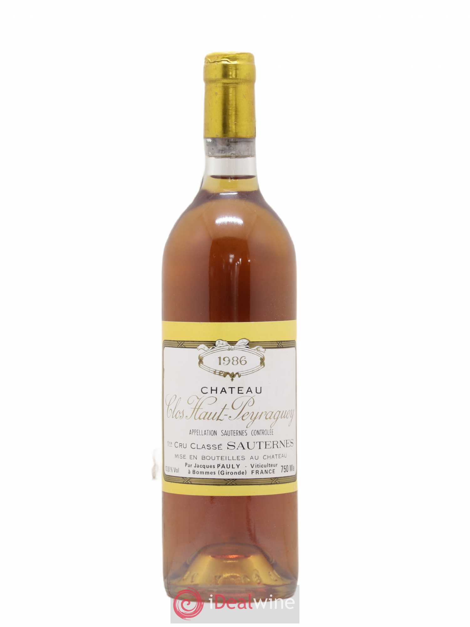 Clos Haut-Peyraguey 1er Grand Cru Classé 1986 - Lotto di 1 bottiglia - 0