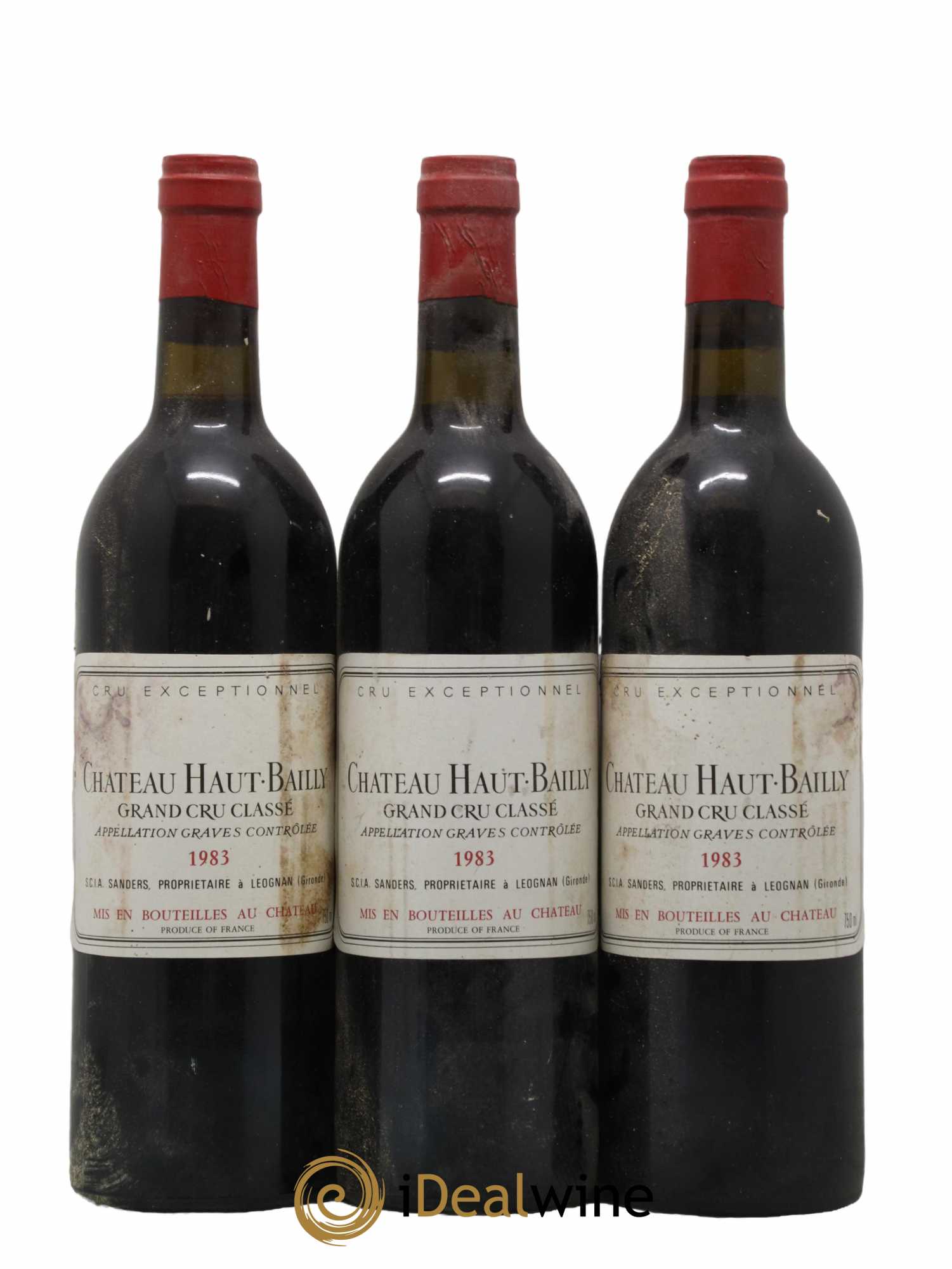Château Haut-Bailly Cru Classé de Graves 1983 - Lot de 3 bouteilles - 0