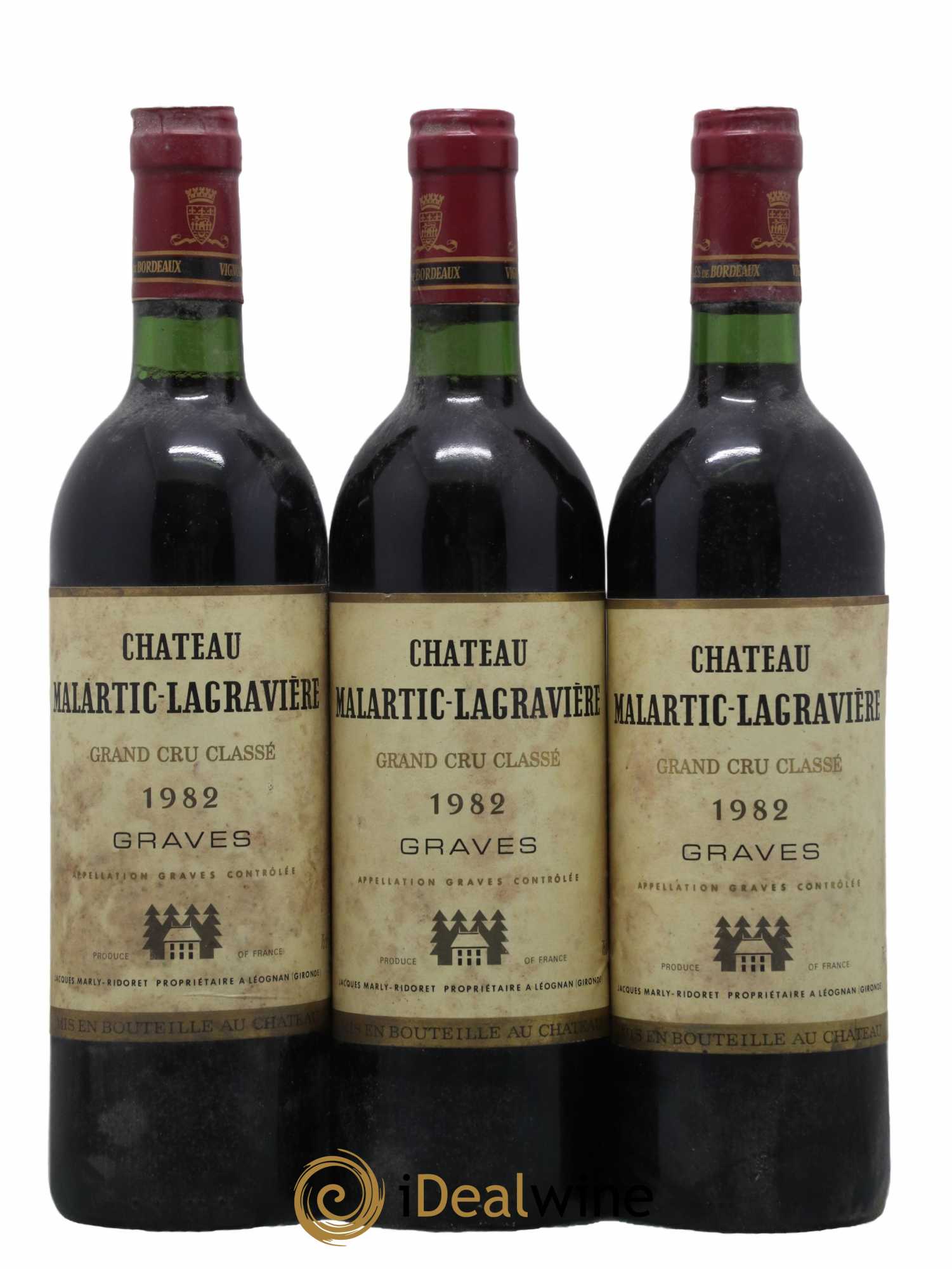 Château Malartic-Lagravière Cru Classé de Graves 1982 - Lot de 3 bouteilles - 0