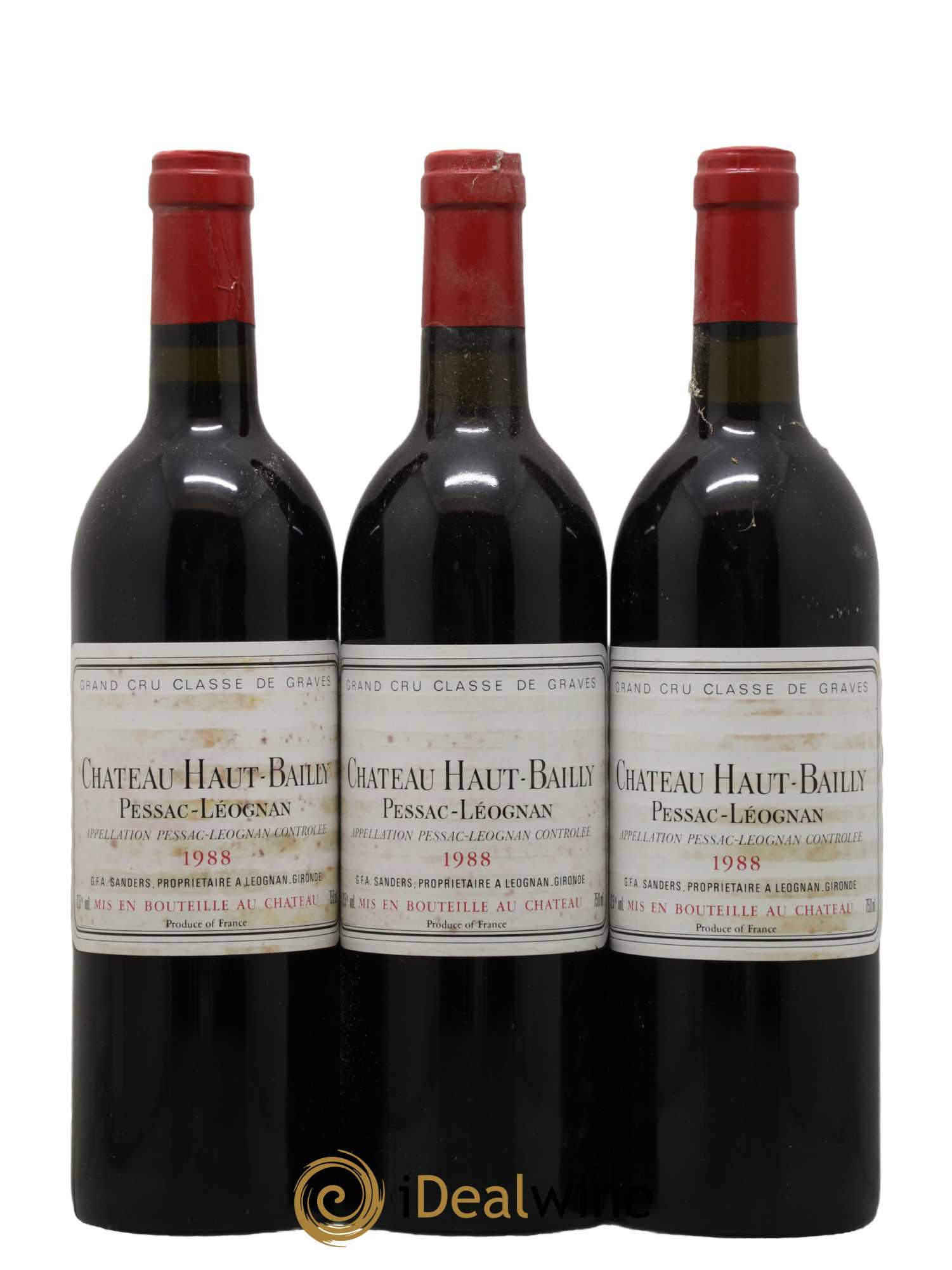 Château Haut-Bailly Cru Classé de Graves 1988 - Lot de 3 bouteilles - 0