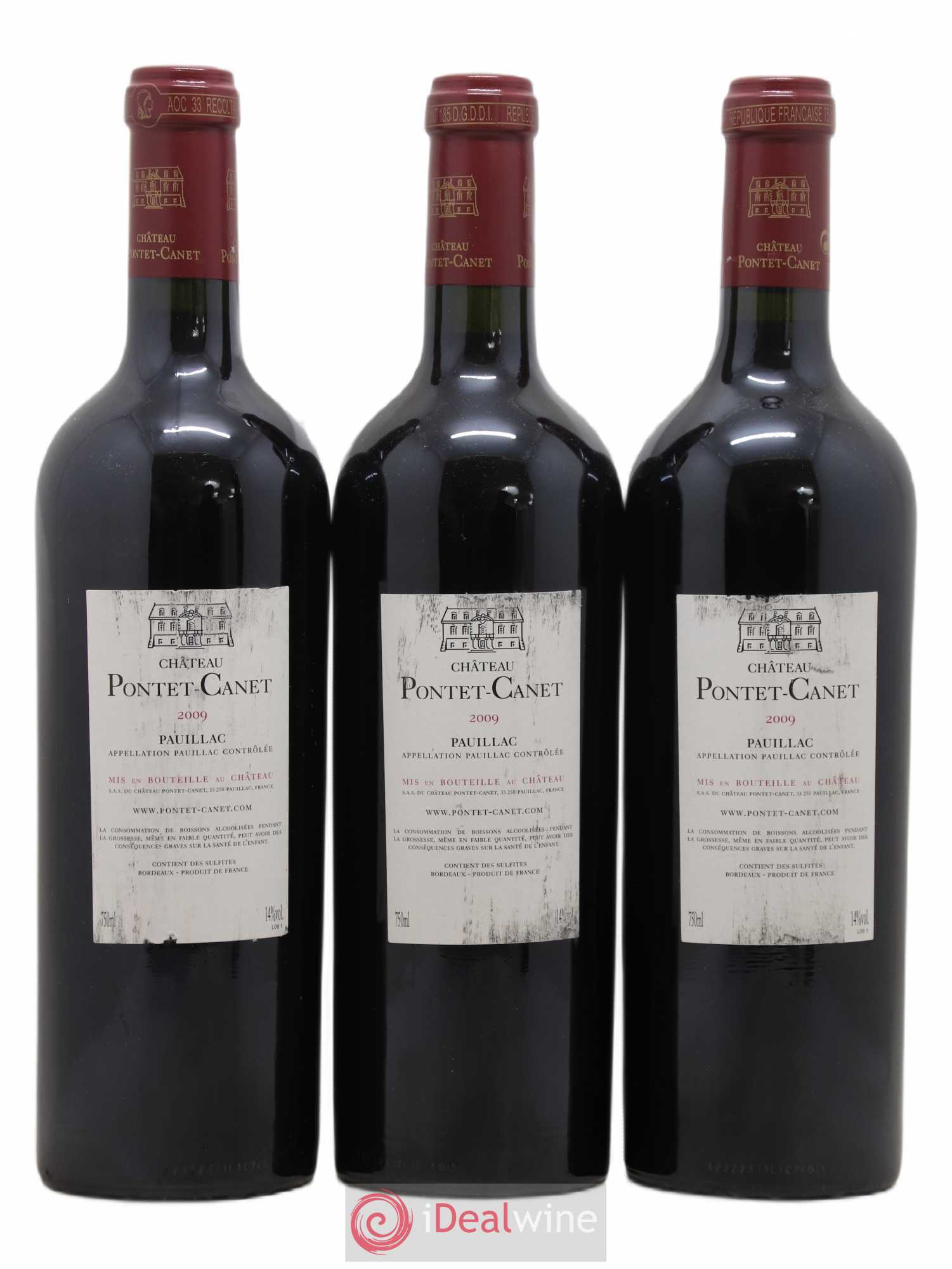 Château Pontet Canet 5ème Grand Cru Classé 2009 - Lot de 3 bouteilles - 1