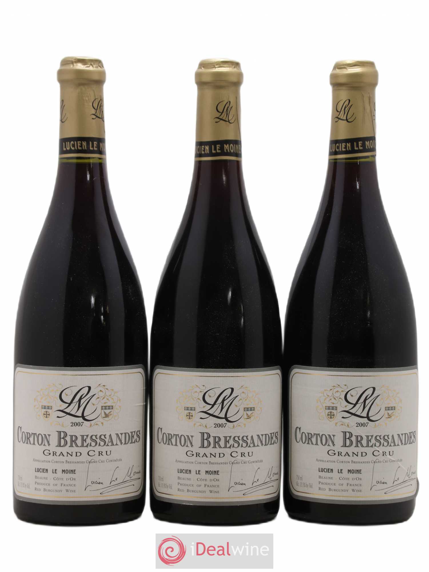 Corton Grand Cru Bressandes Lucien Le Moine 2007 - Lot de 3 bouteilles - 0