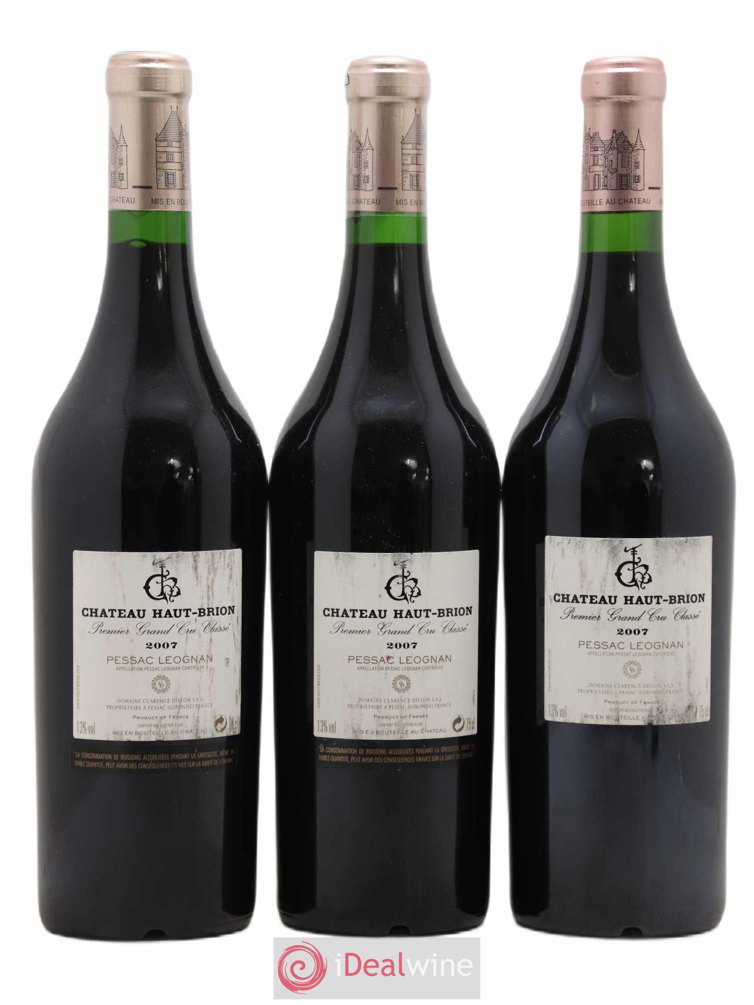 Château Haut Brion 1er Grand Cru Classé 2007 - Lot de 3 bouteilles - 1