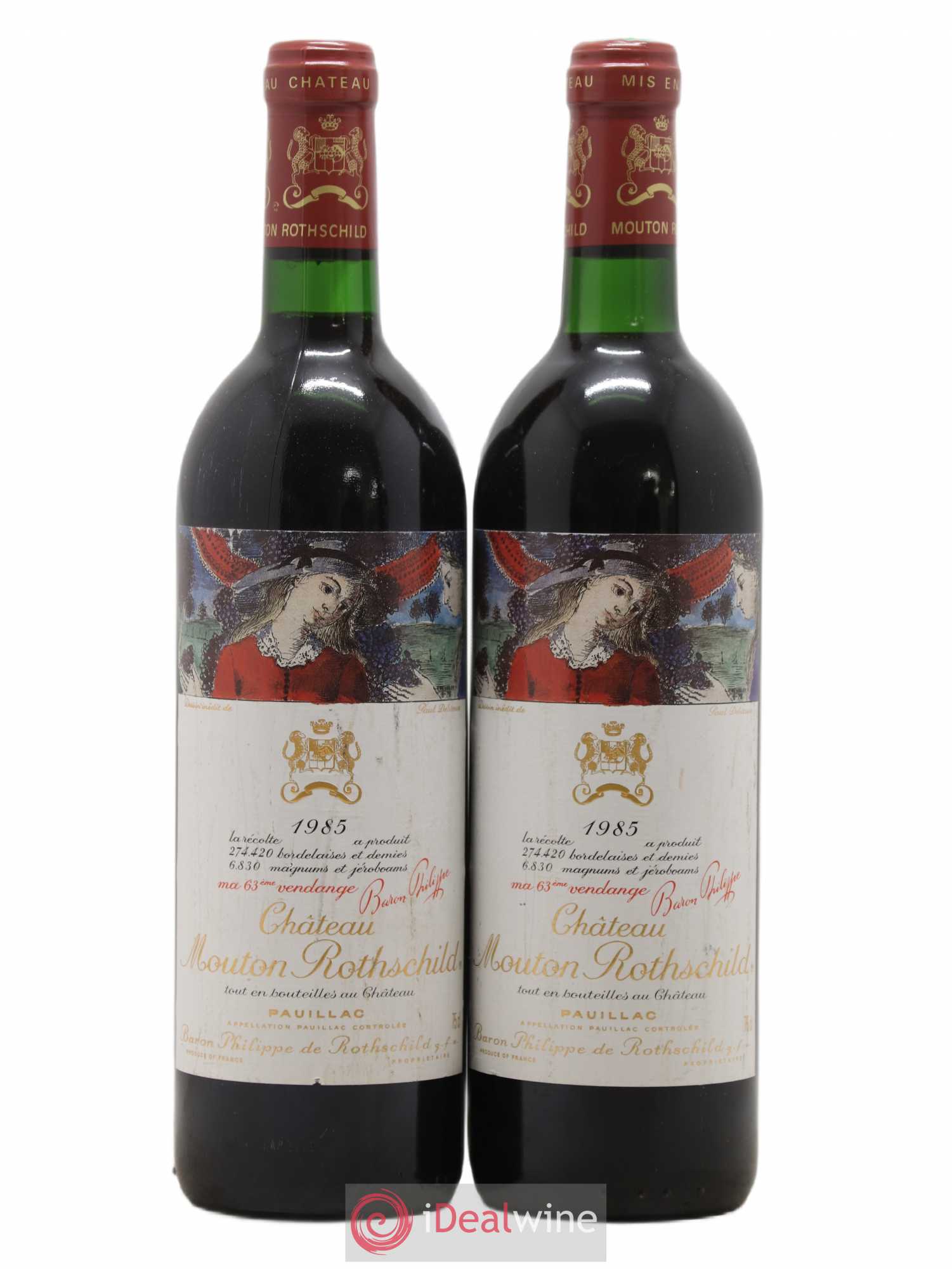 Château Mouton Rothschild 1er Grand Cru Classé 1985 - Lot de 2 bouteilles - 0