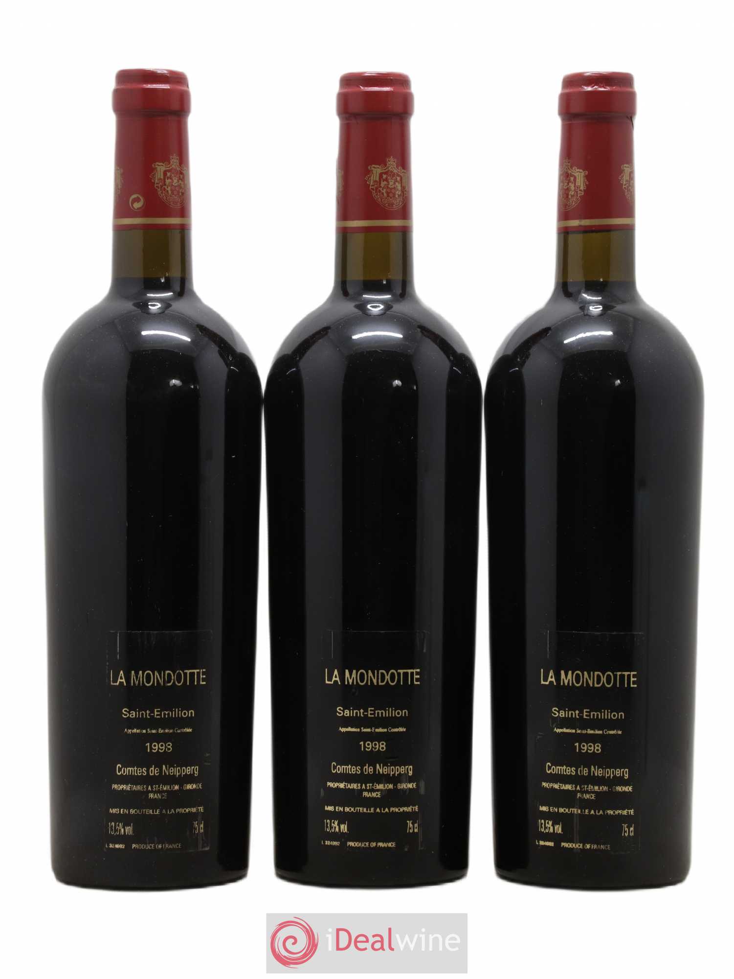 La Mondotte 1er Grand Cru Classé B depuis 2012 1998 - Lot de 3 bouteilles - 1