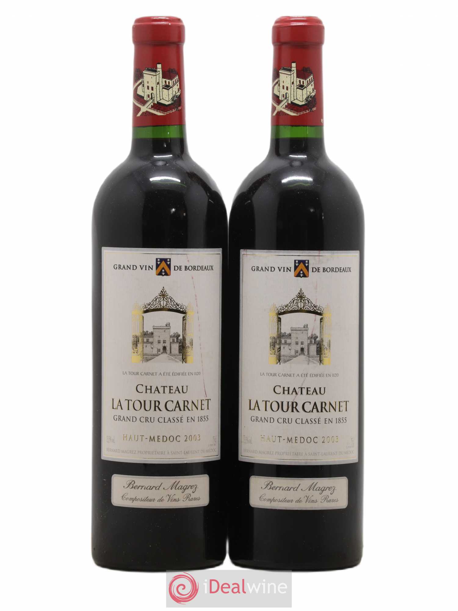 Château la Tour Carnet 4ème Grand Cru Classé 2003 - Lot de 2 bouteilles - 0