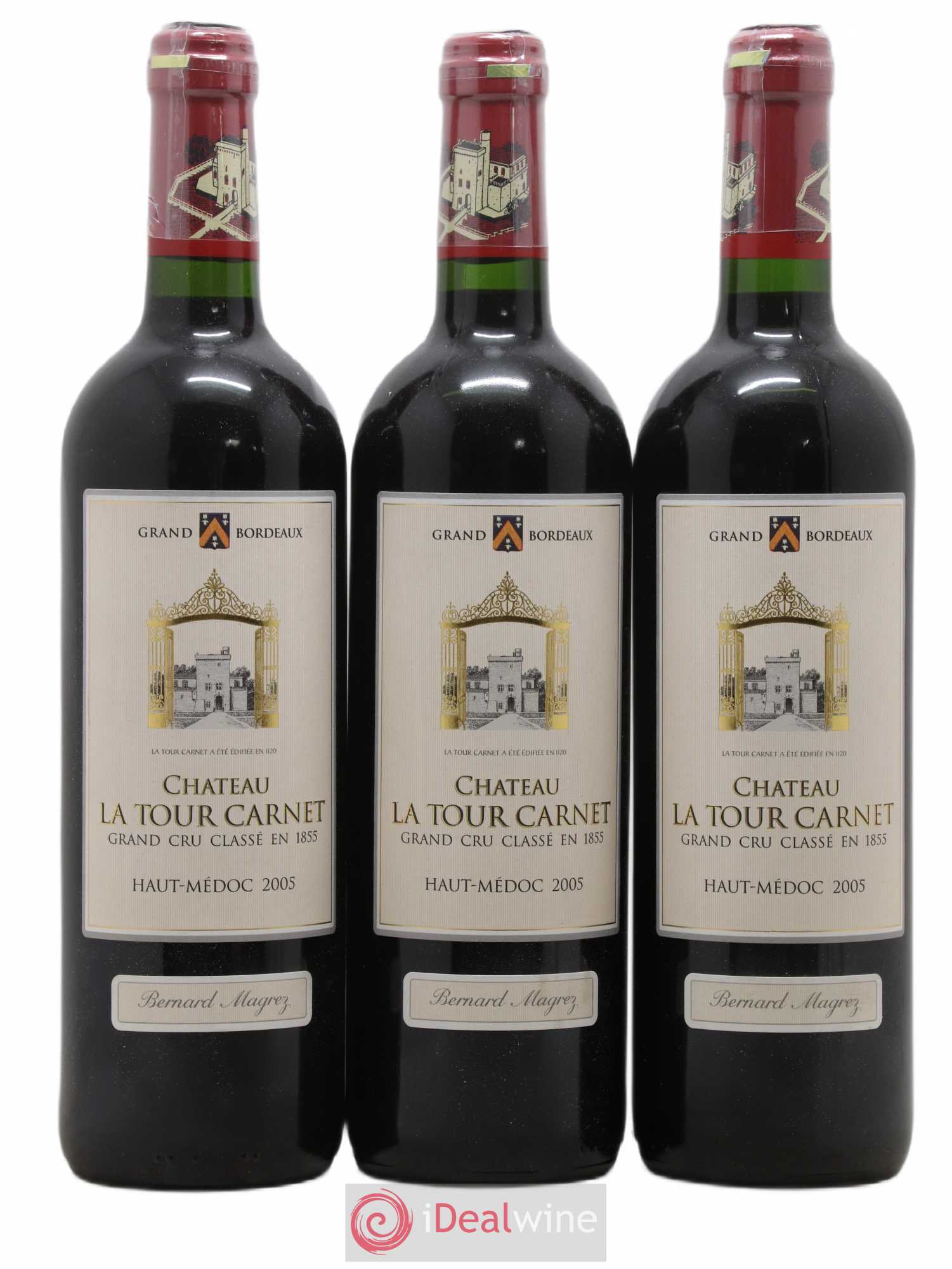 Château la Tour Carnet 4ème Grand Cru Classé 2005 - Lot de 3 bouteilles - 0