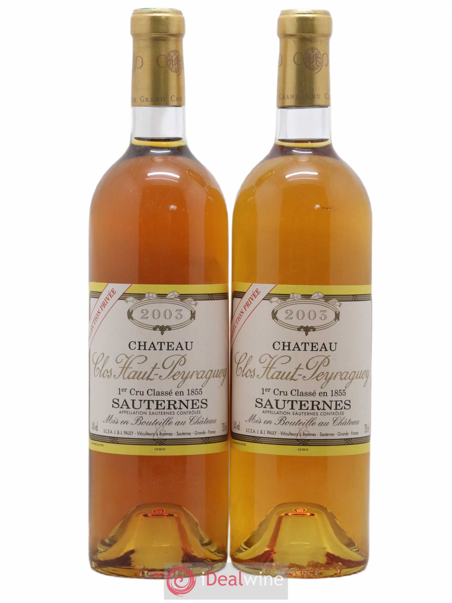 Clos Haut-Peyraguey 1er Grand Cru Classé Collection Privée 2003 - Lot de 2 bouteilles - 0