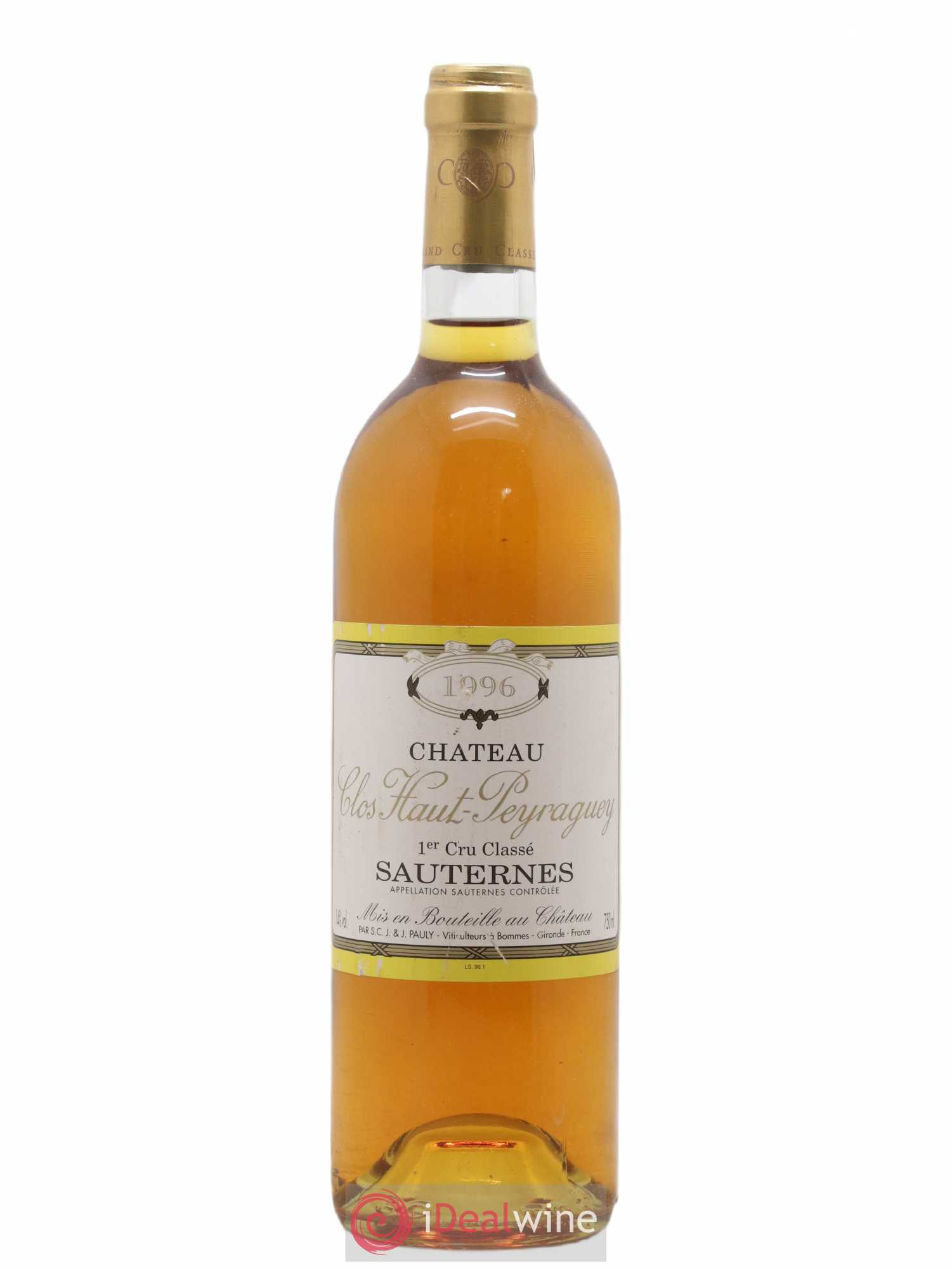 Clos Haut-Peyraguey 1er Grand Cru Classé 1996 - Lotto di 1 bottiglia - 0