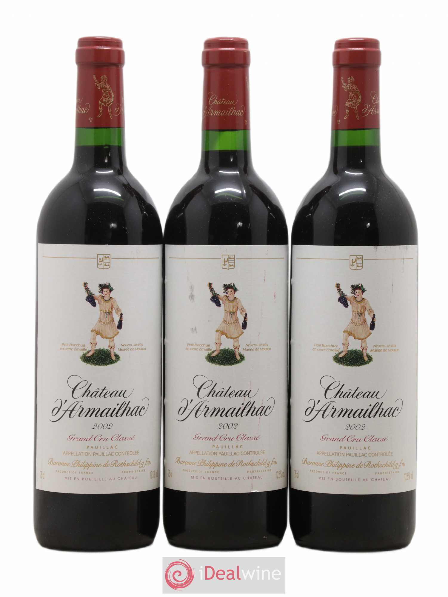 Château d' Armailhac - Mouton Baron(ne) Philippe 5ème Grand Cru Classé 2002 - Lot de 3 bouteilles - 0