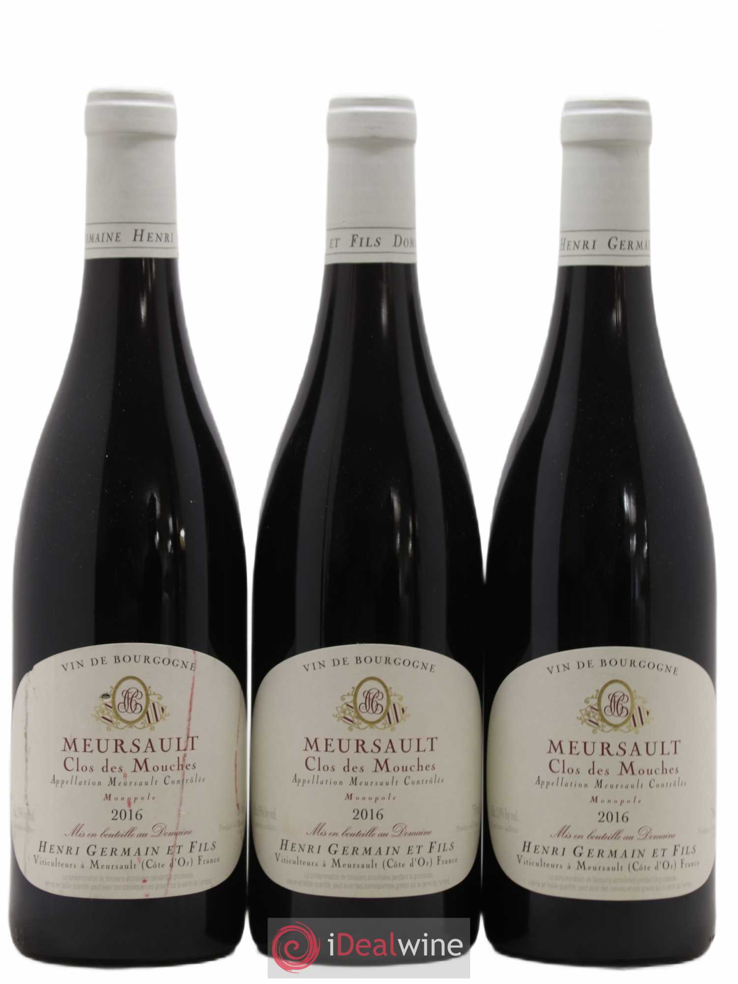 Meursault Clos des Mouches Henri Germain 2016 - Lot de 3 bouteilles - 0