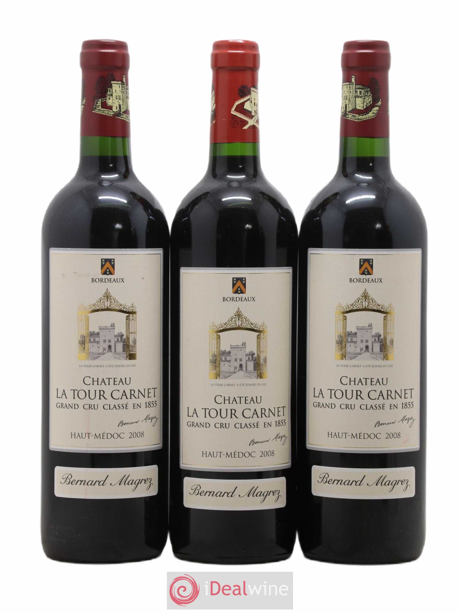 Château la Tour Carnet 4ème Grand Cru Classé 2008 - Lot de 3 bouteilles - 0