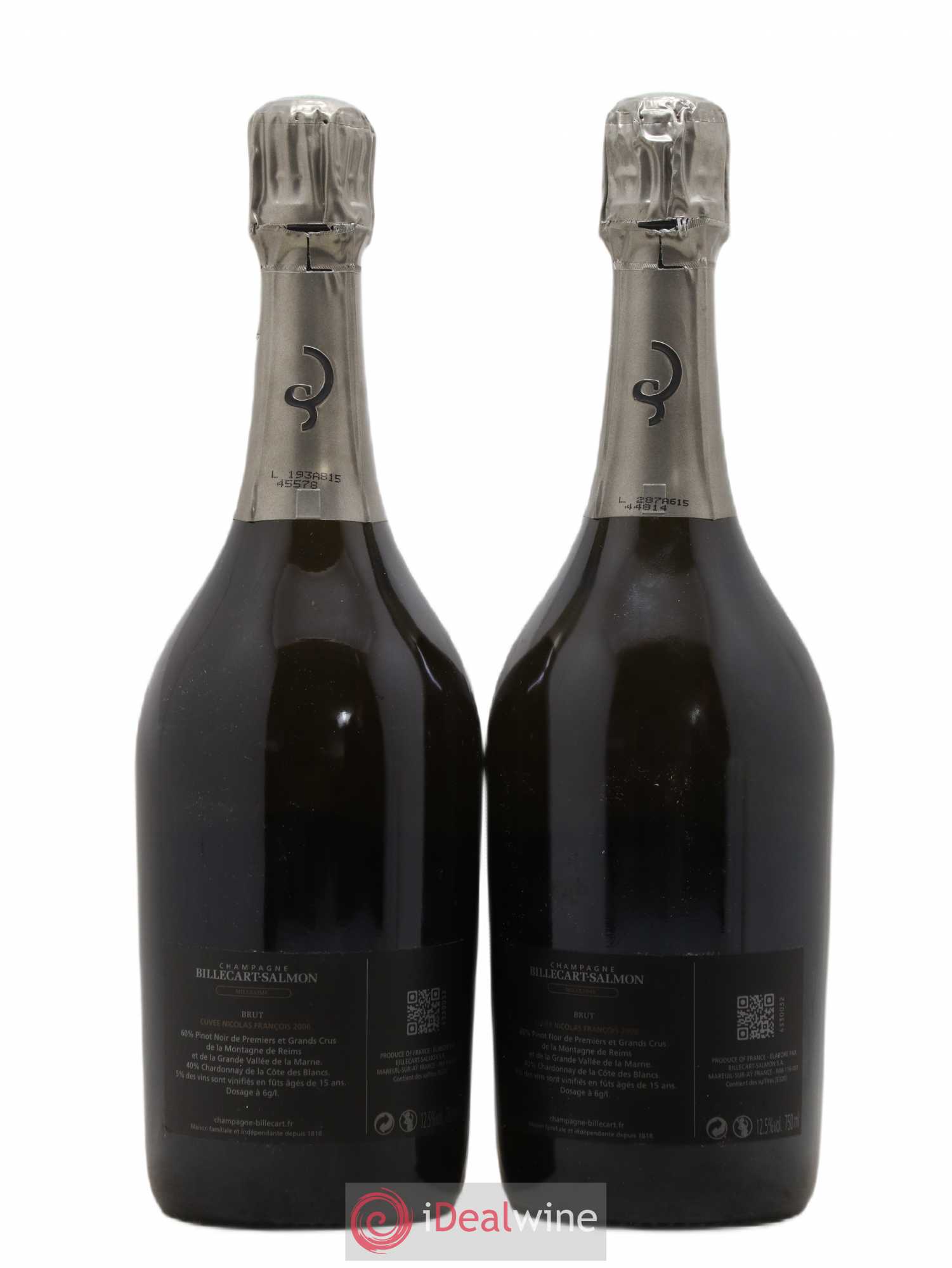 Brut Nicolas François Billecart Billecart-Salmon 2006 - Lot de 2 bouteilles - 1