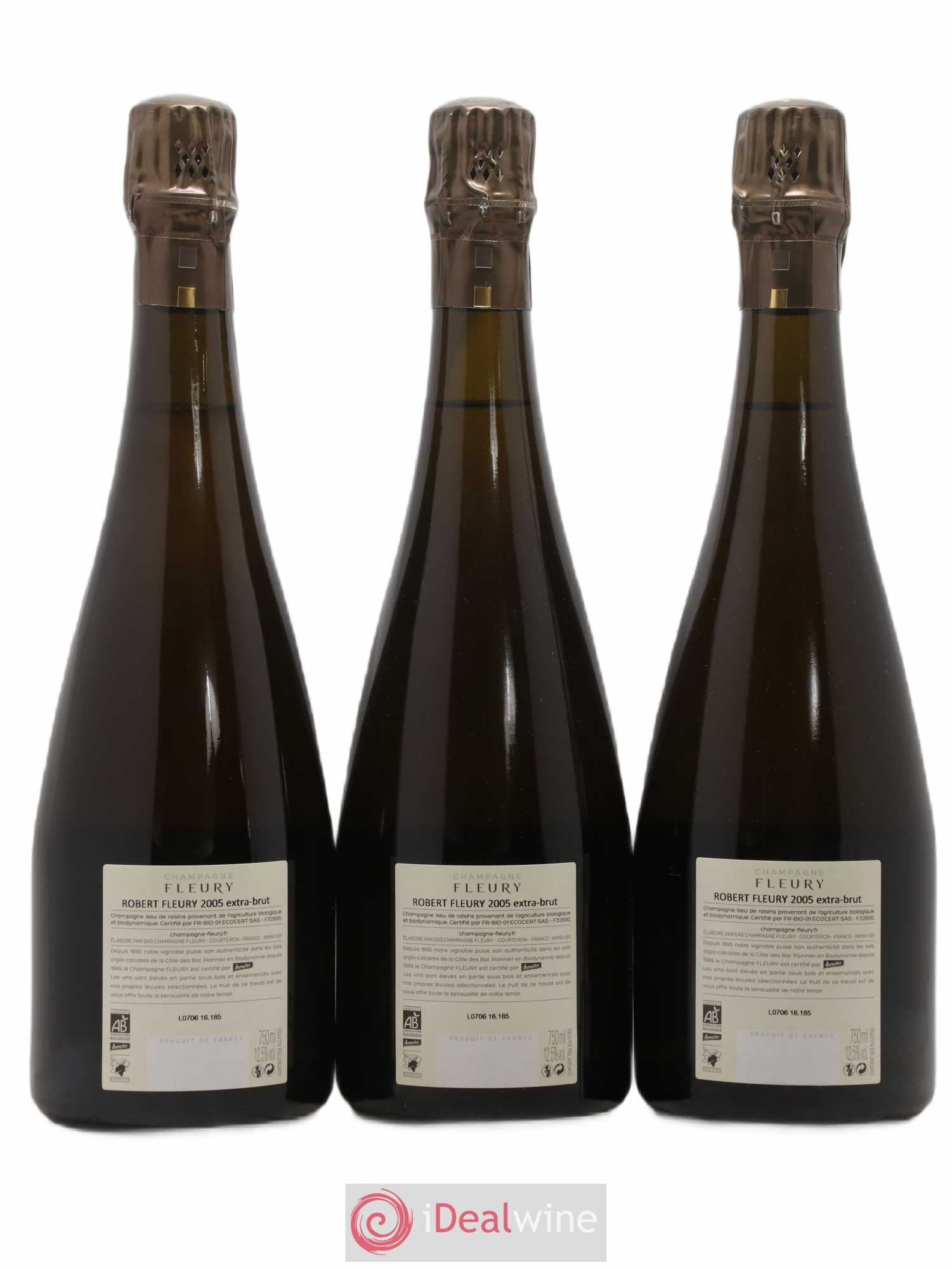 Millésimé Extra-Brut Fleury Robert Fleury 2005 - Lot of 3 bottles - 1