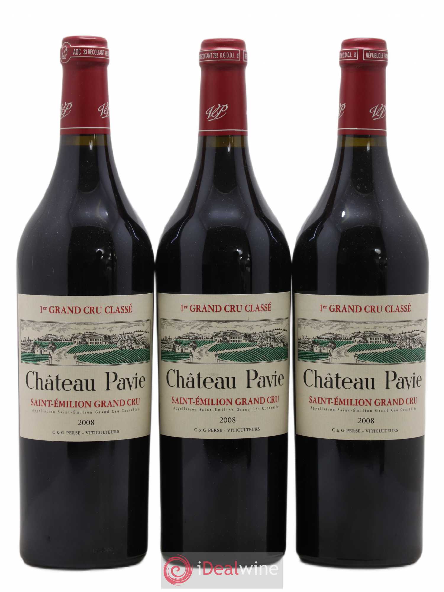 Château Pavie 1er Grand Cru Classé A 2008 - Lot de 3 bouteilles - 0