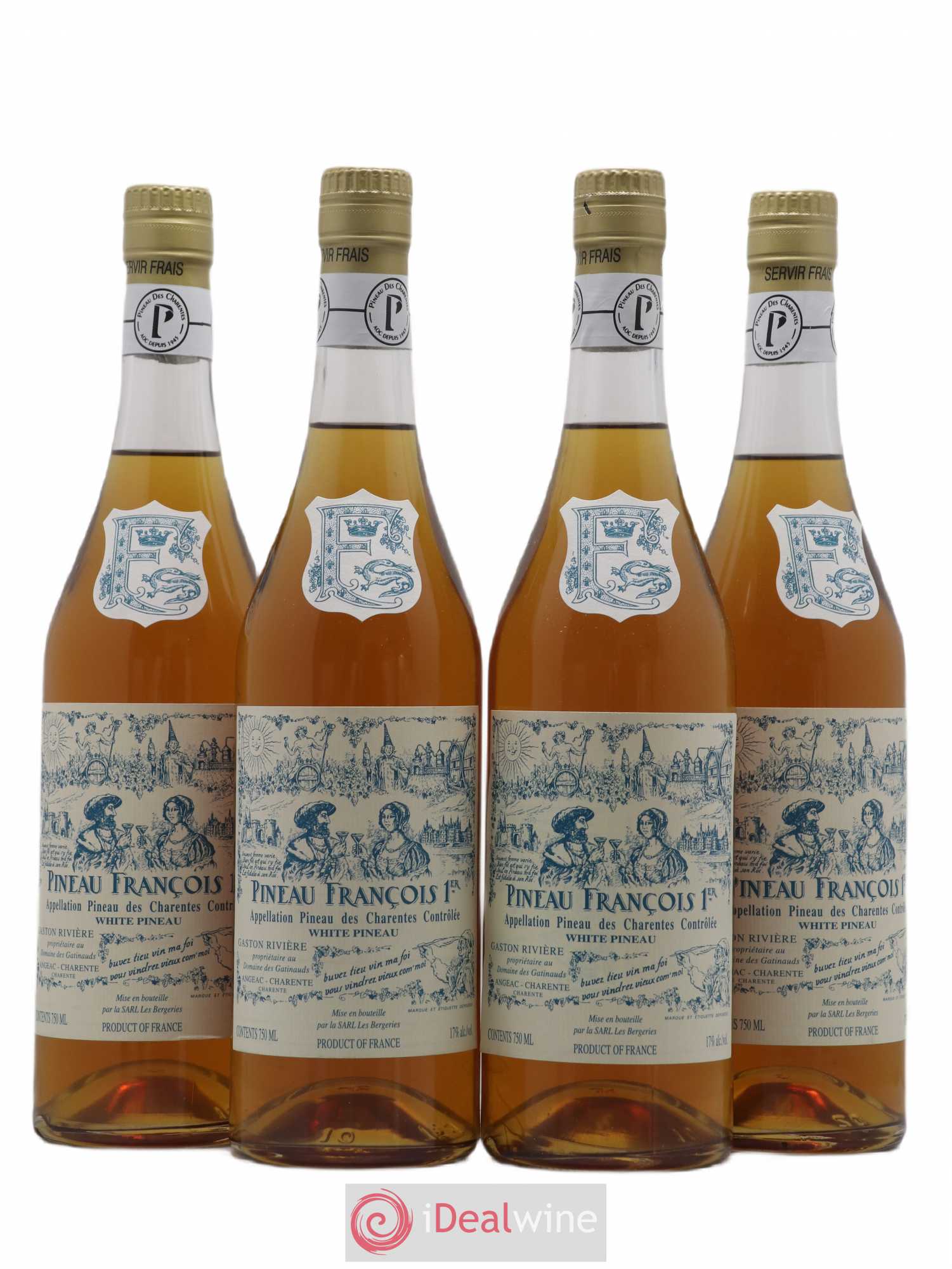 Alcool Pineau des Charentes - Francois 1er - Posten von 4 Flaschen - 0