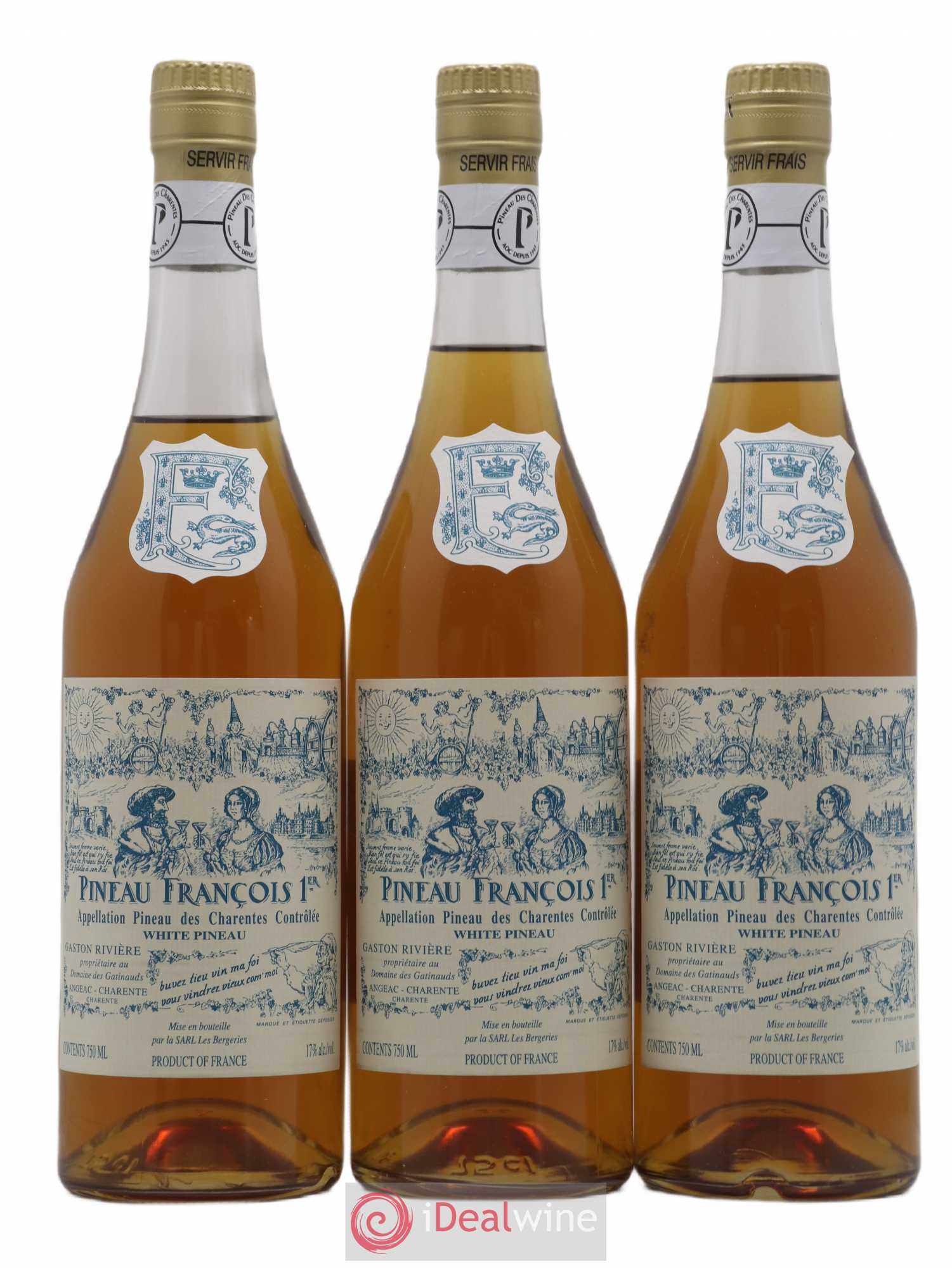 Alcool Pineau des Charentes - Francois 1er - Posten von 3 Flaschen - 0