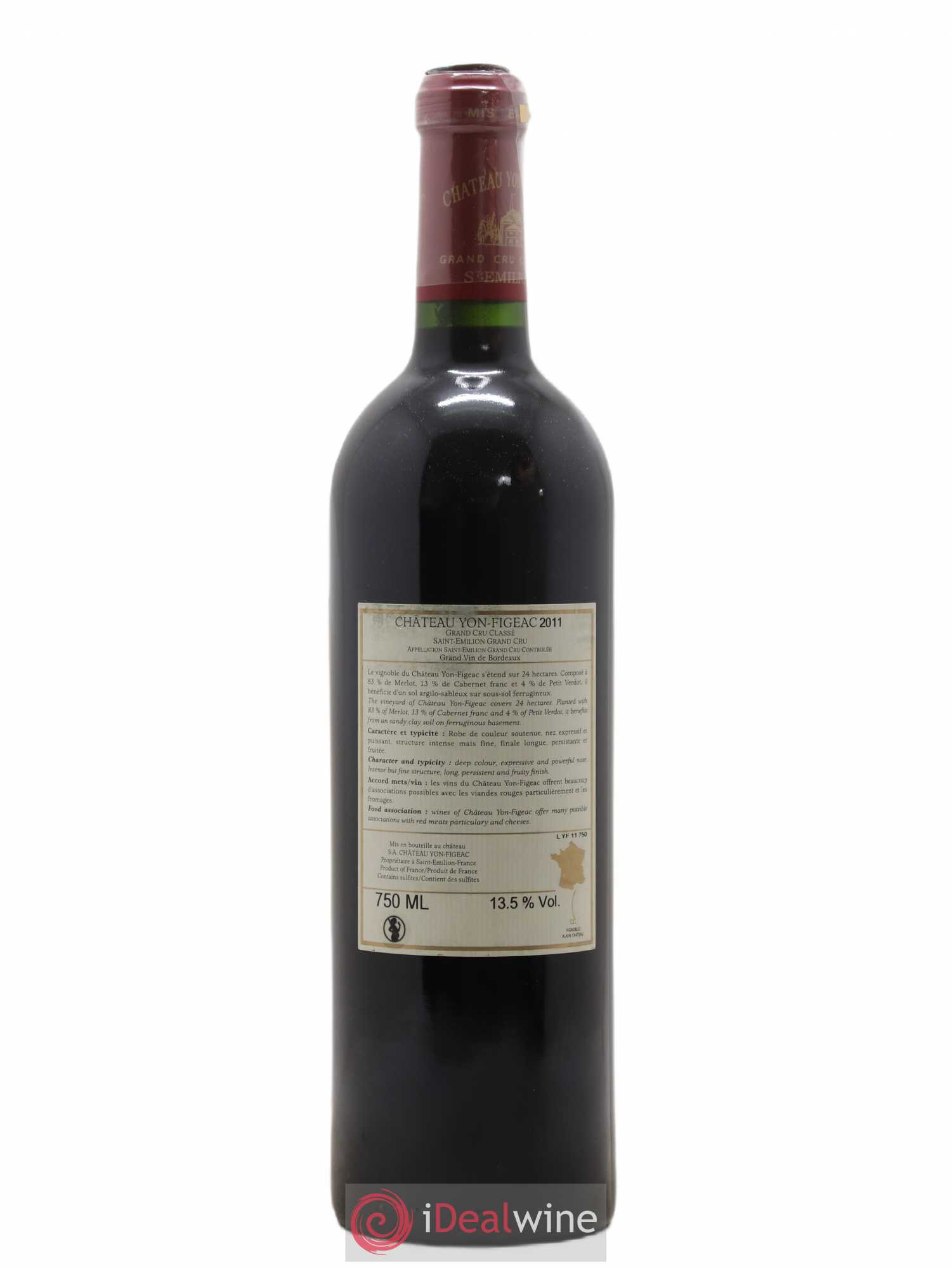 Château Yon Figeac Grand Cru Classé 2011 - Lot de 1 bouteille - 1