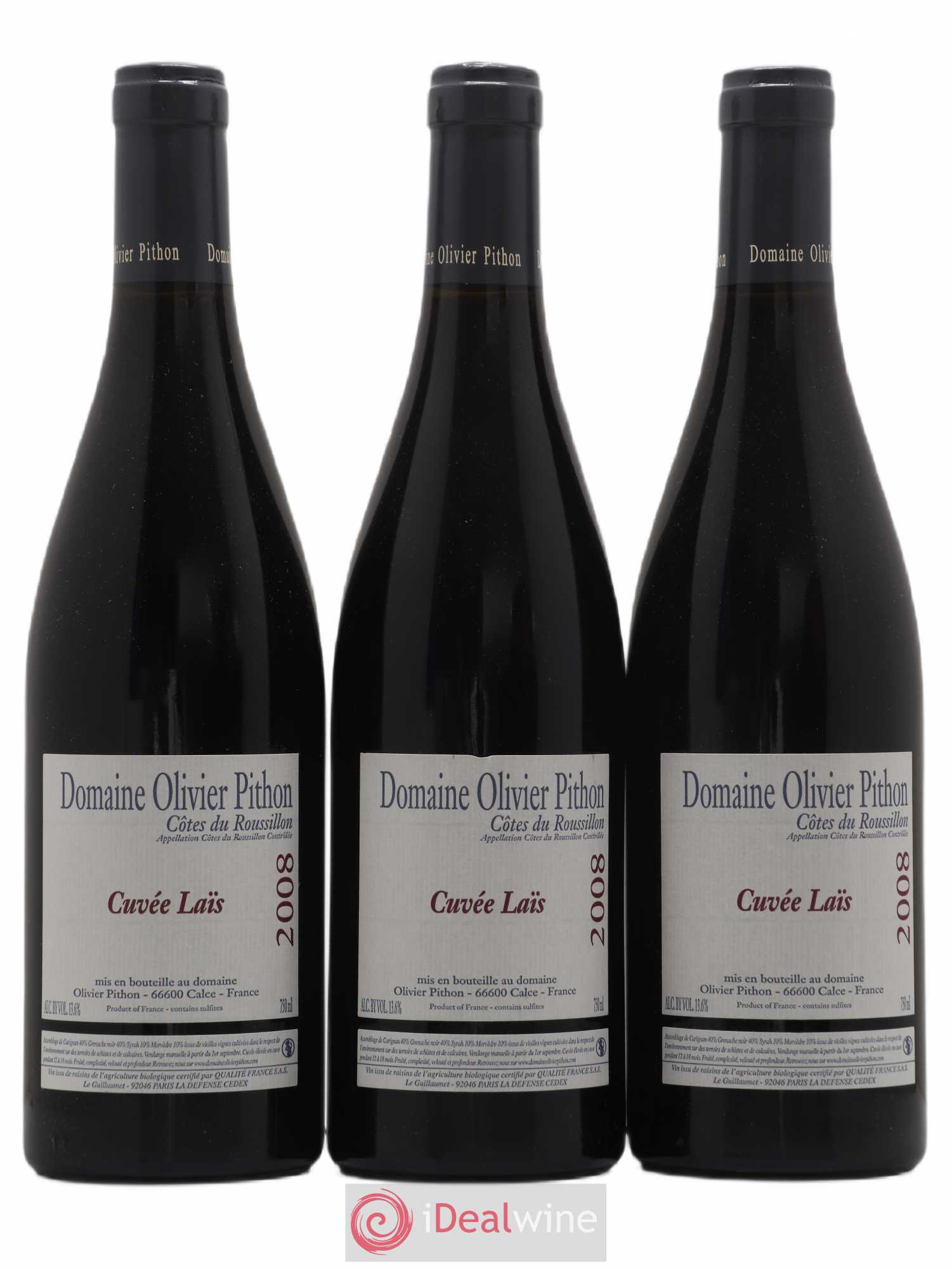 Côtes du Roussillon Olivier Pithon Laïs 2008 - Lot de 3 bouteilles - 0