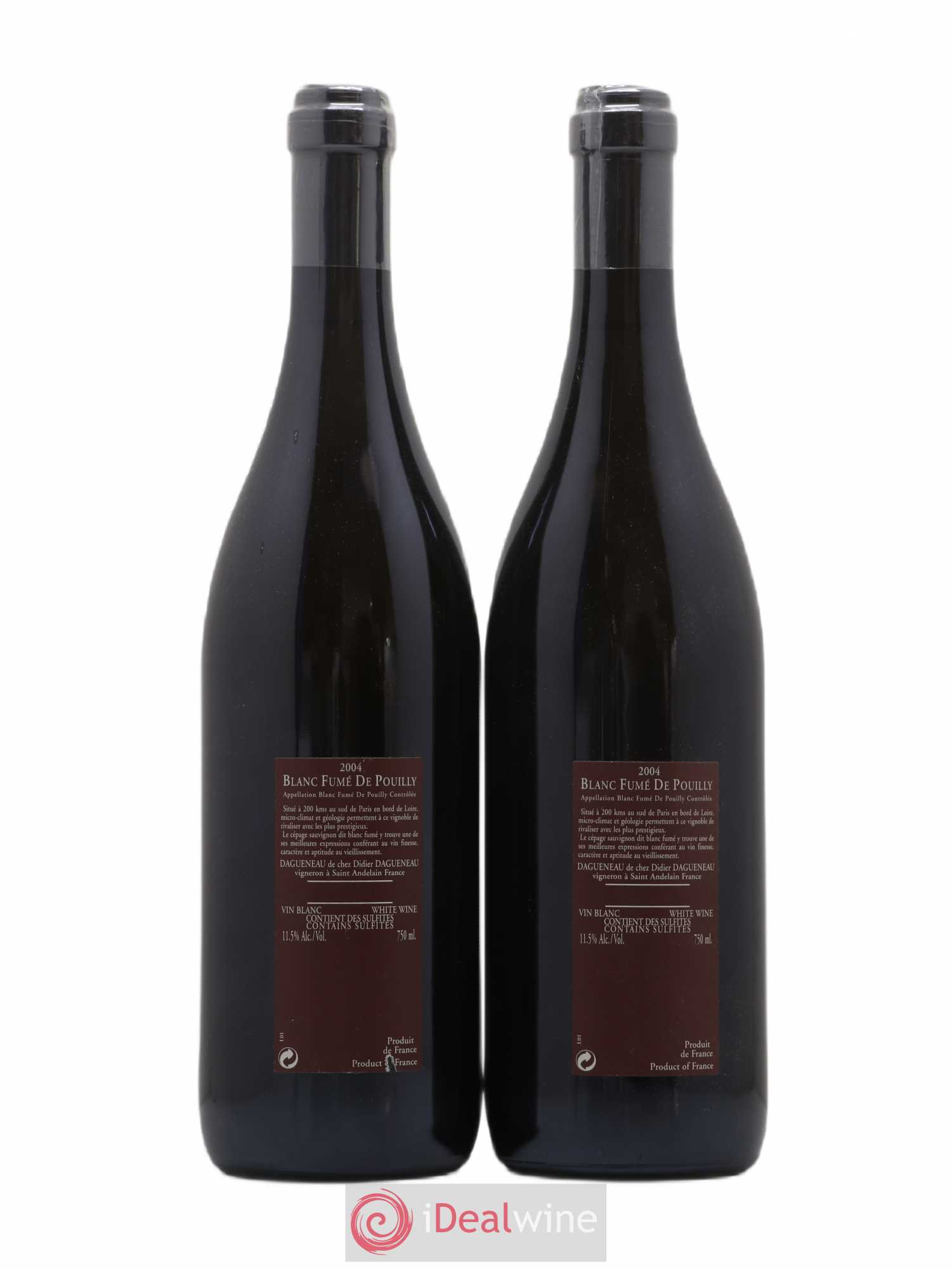 Vin de France (anciennement Pouilly-Fumé) Pur Sang Dagueneau (Domaine Didier - Louis-Benjamin) 2004 - Lot de 2 bouteilles - 1