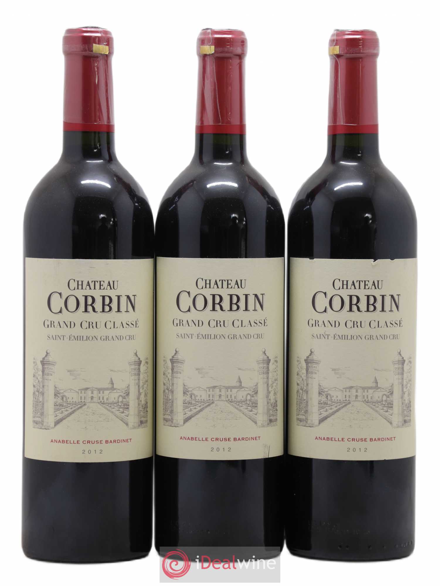 Château Corbin Grand Cru Classé 2012 - Lot de 3 bouteilles - 0