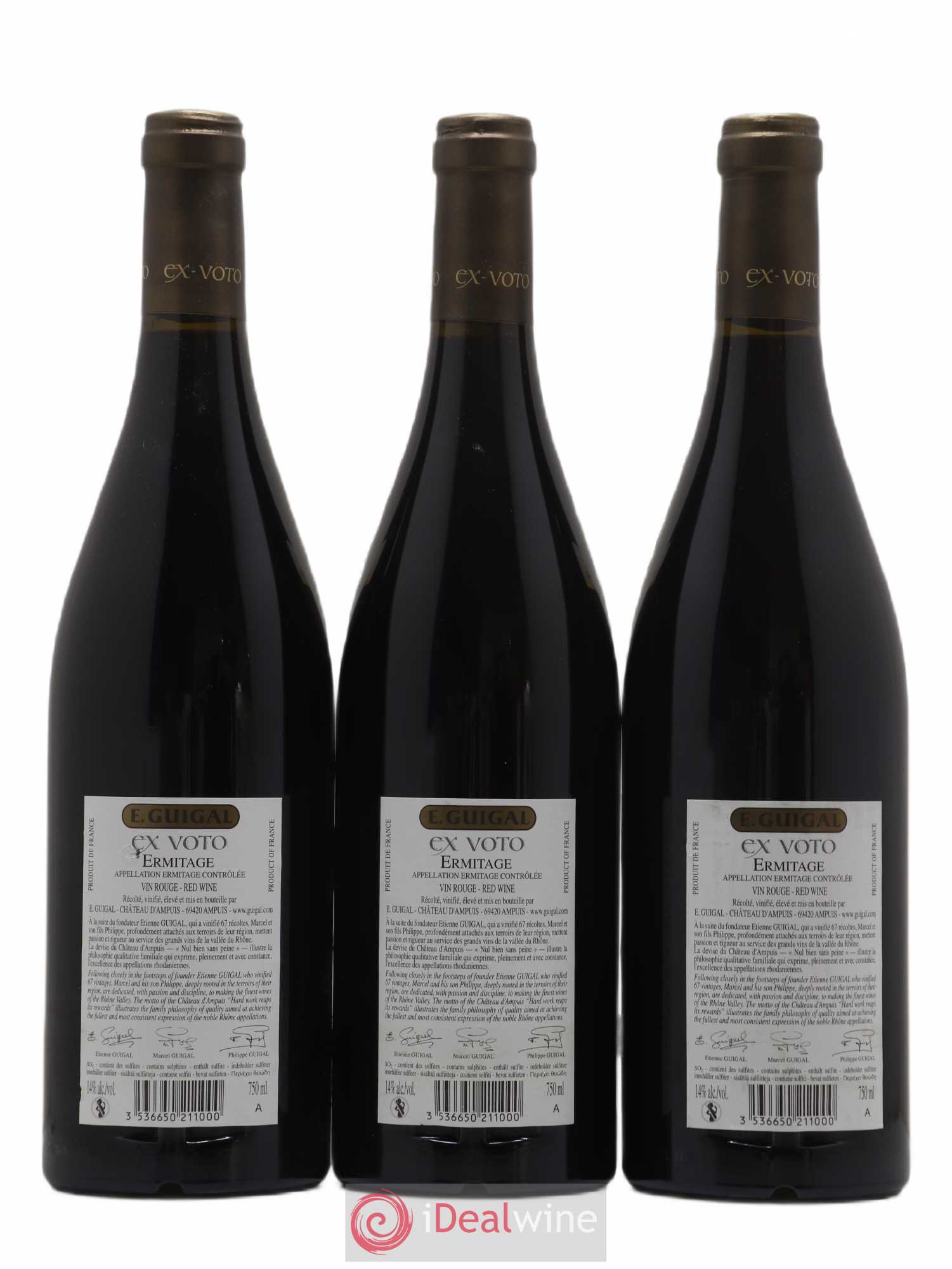 Ermitage Ex Voto Guigal 2012 - Lot de 3 bouteilles - 1