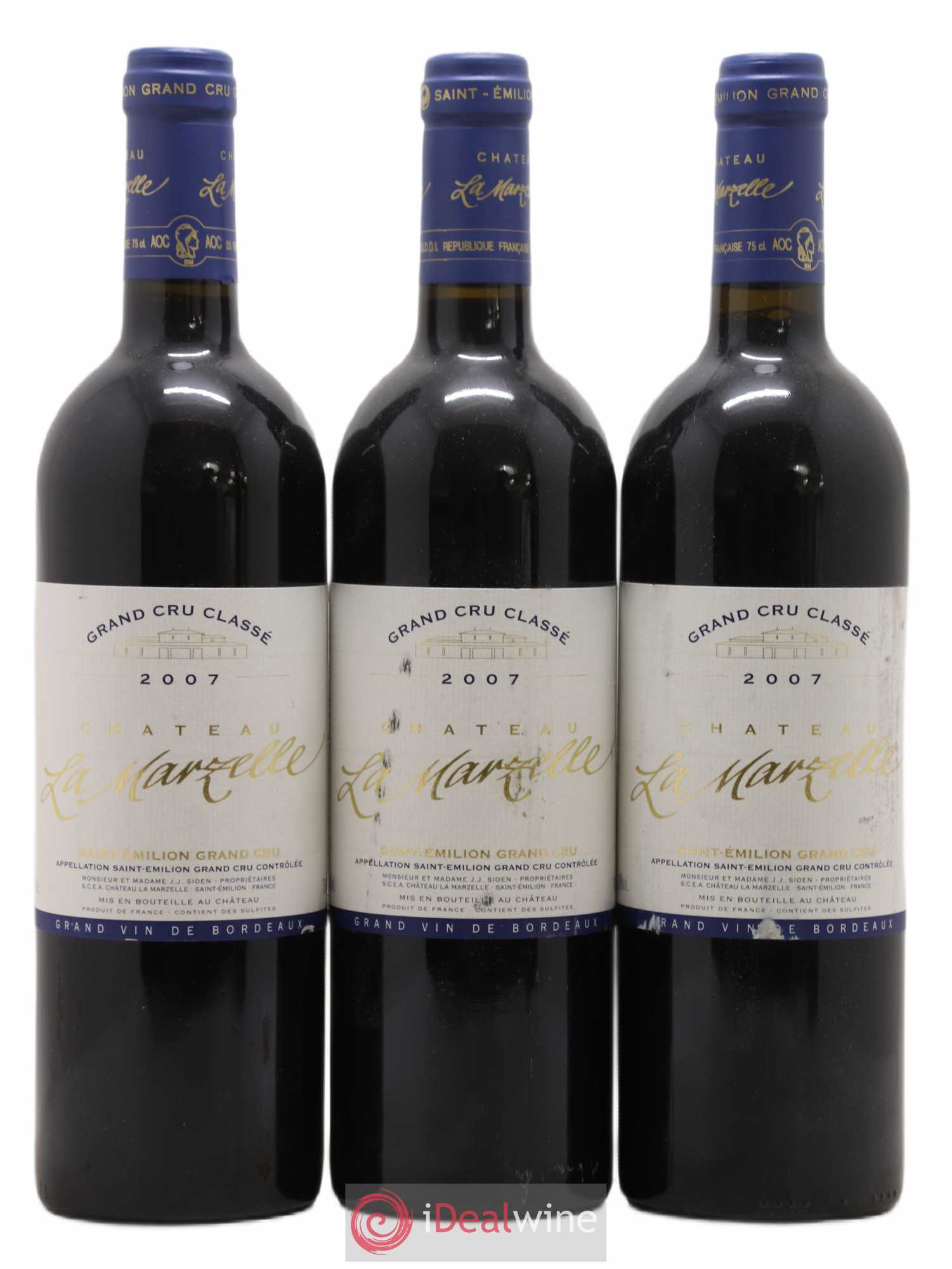 Château La Marzelle Grand Cru Classé 2007 - Lot de 3 bouteilles - 0