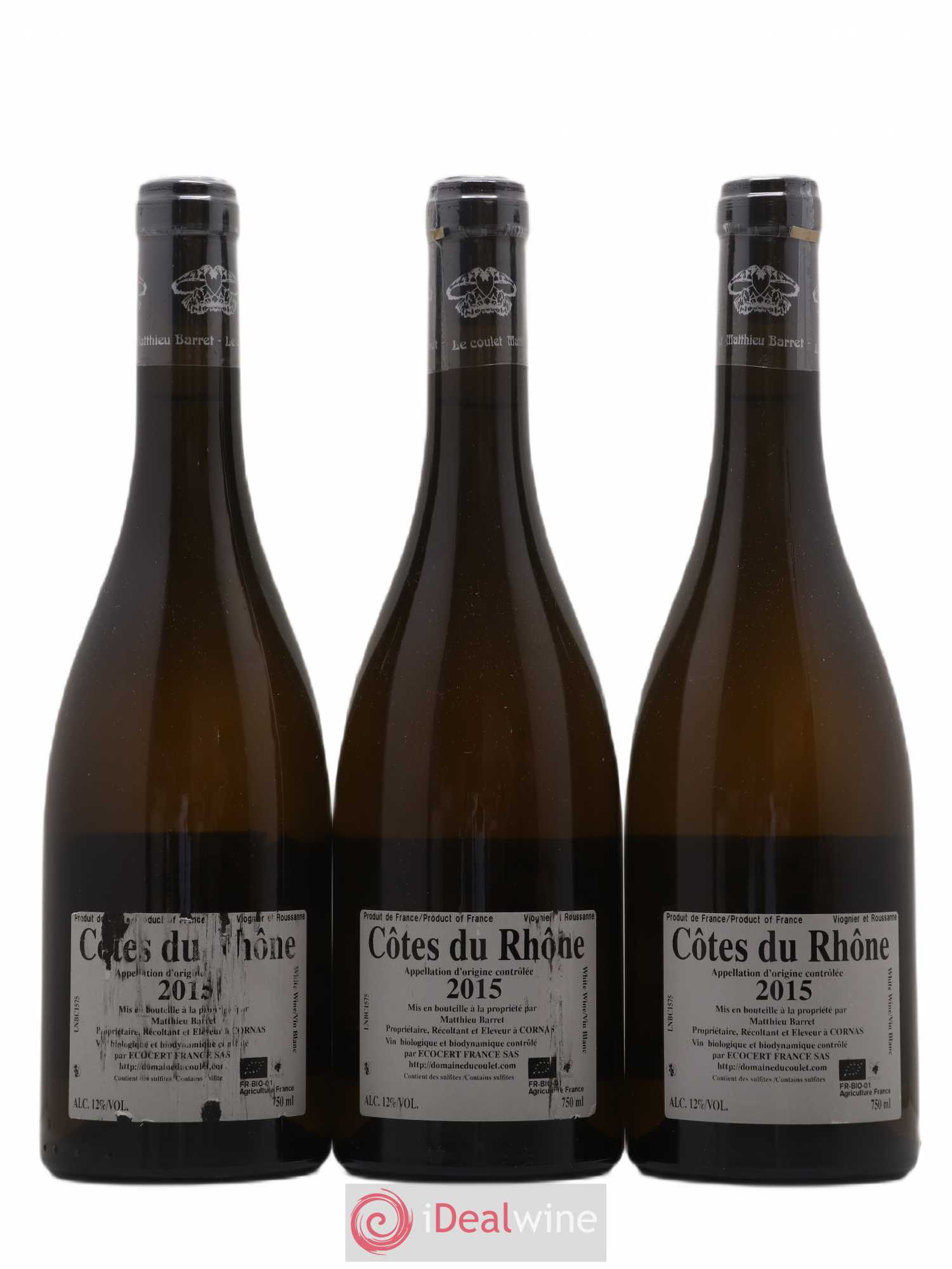 Côtes-du-Rhône Brise Cailloux Coulet (Domaine du) - Matthieu Barret 2015 - Lot de 3 bouteilles - 1