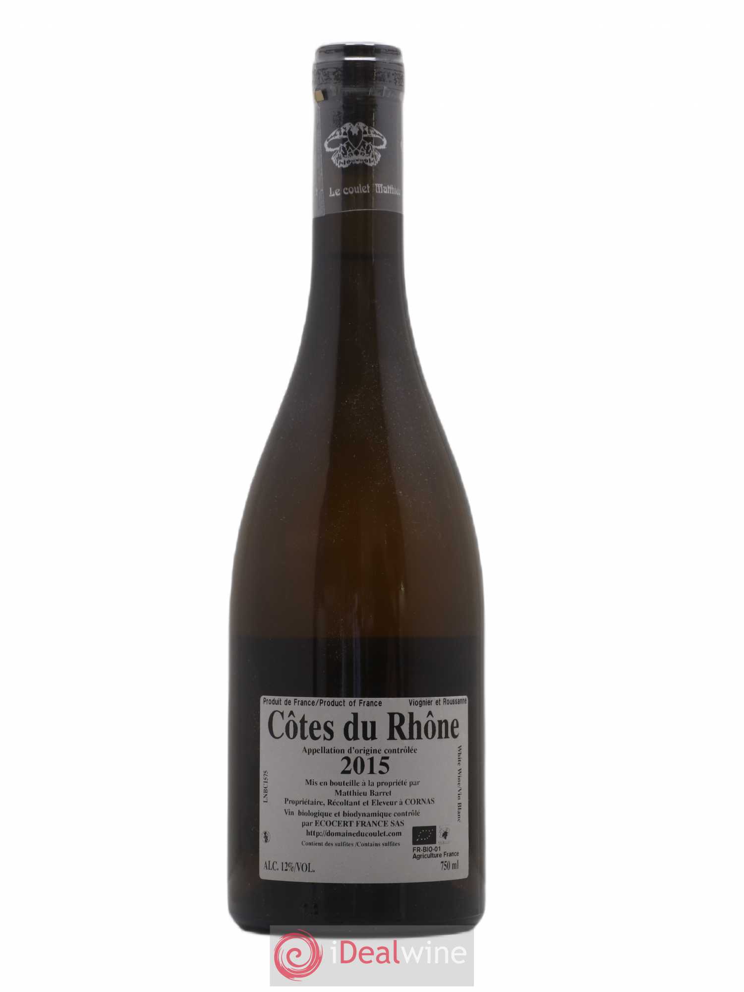 Côtes-du-Rhône Brise Cailloux Coulet (Domaine du) - Matthieu Barret 2015 - Lot de 1 bouteille - 1