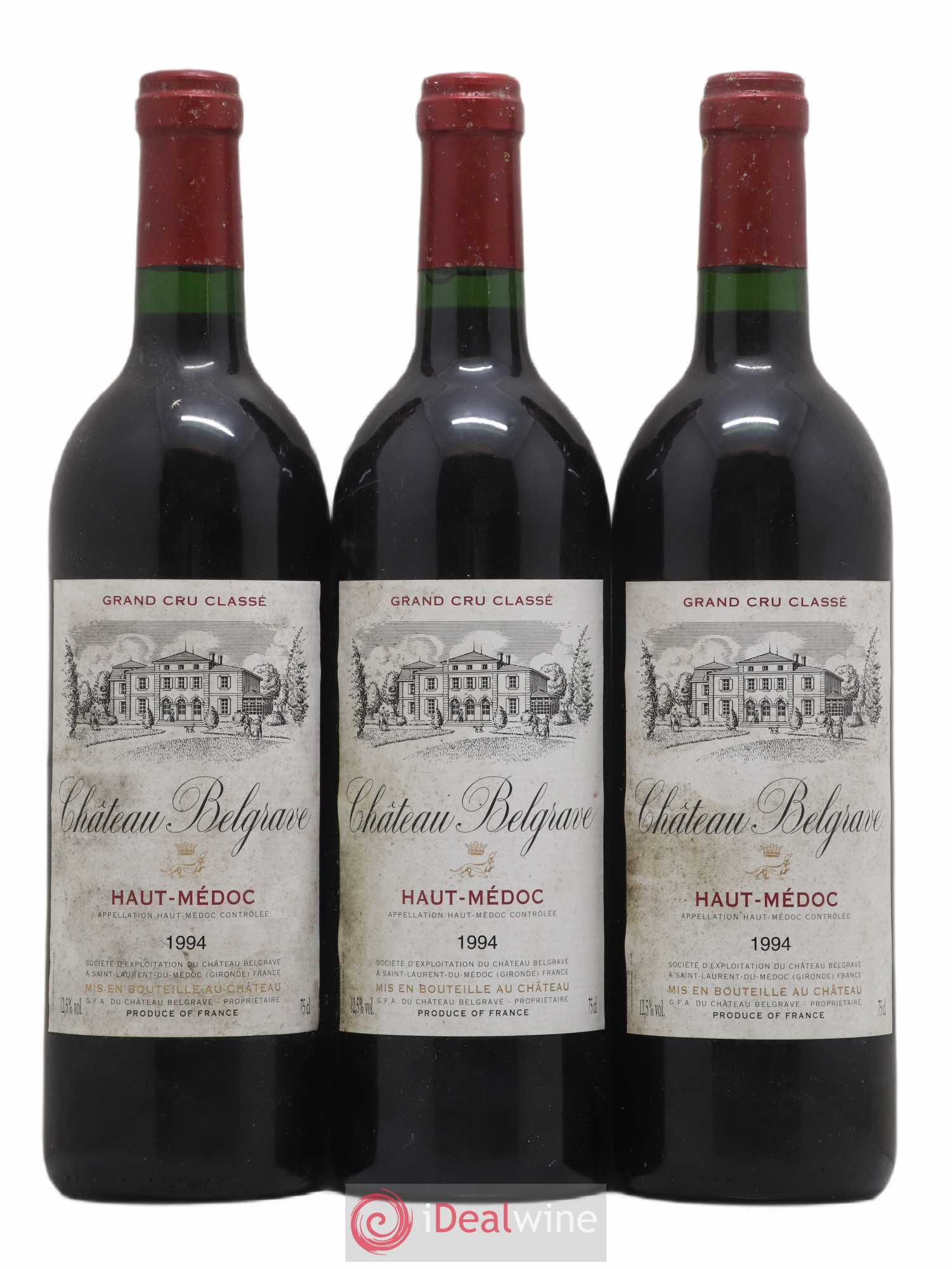 Château Belgrave 5ème Grand Cru Classé 1994 - Lot de 3 bouteilles - 0