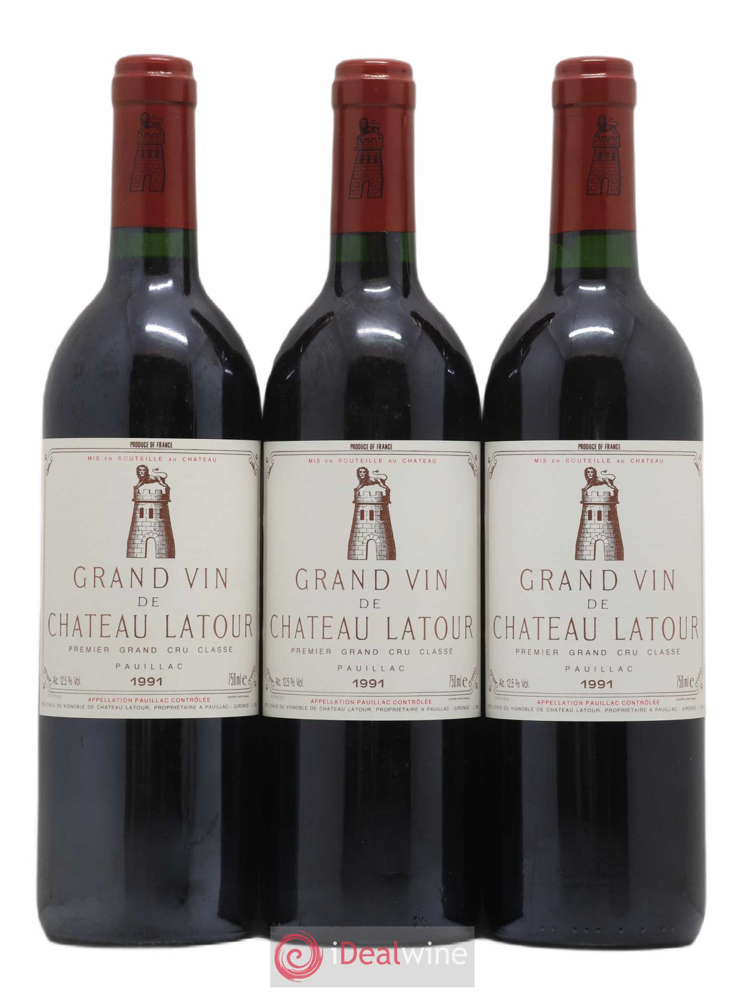 Château Latour 1er Grand Cru Classé 1991 - Lot de 3 bouteilles - 0