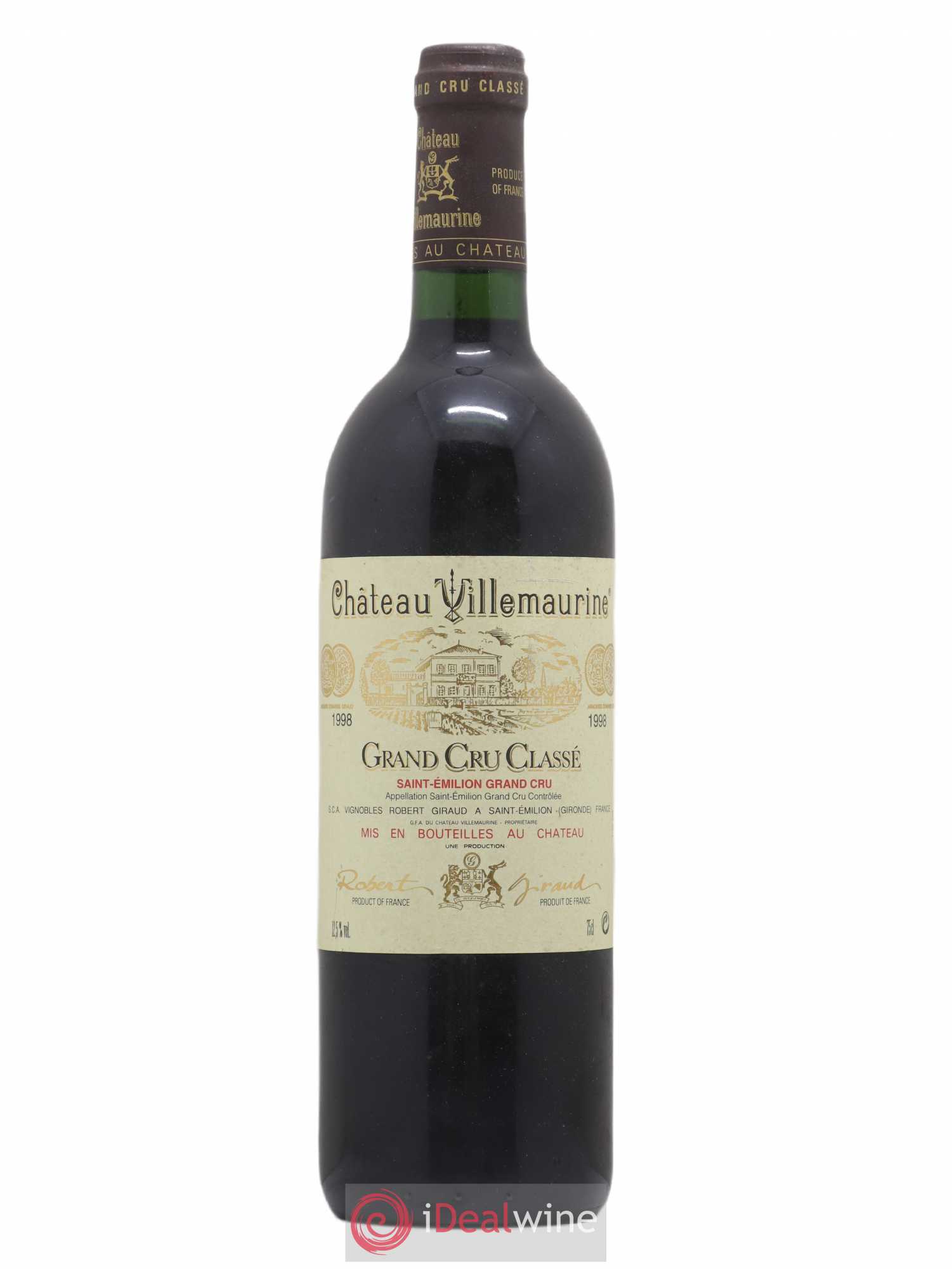 Château Villemaurine Grand Cru Classé 1998 - Lot de 1 bouteille - 0