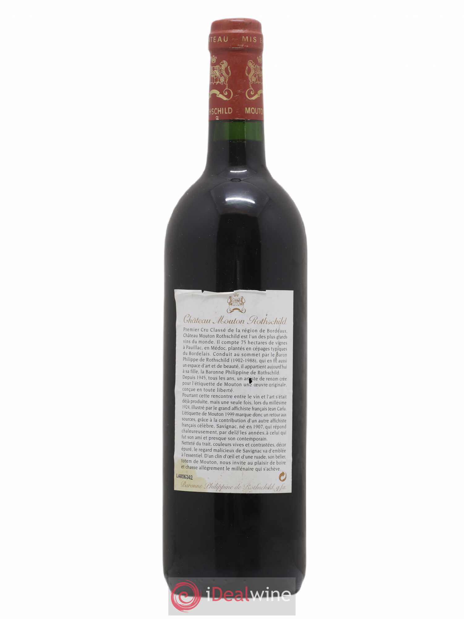 Château Mouton Rothschild 1er Grand Cru Classé 1999 - Lot de 1 bouteille - 1