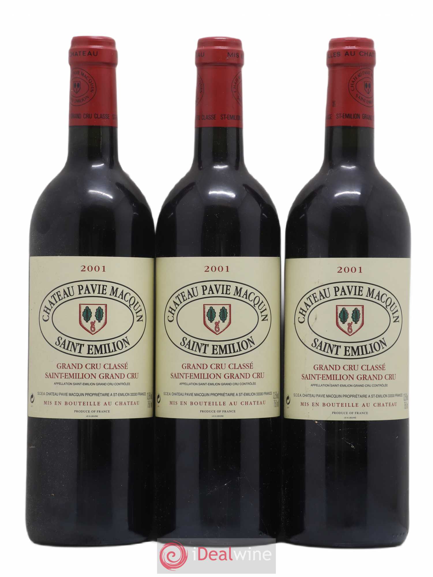 Château Pavie Macquin 1er Grand Cru Classé B 2001 - Lot de 3 bouteilles - 0