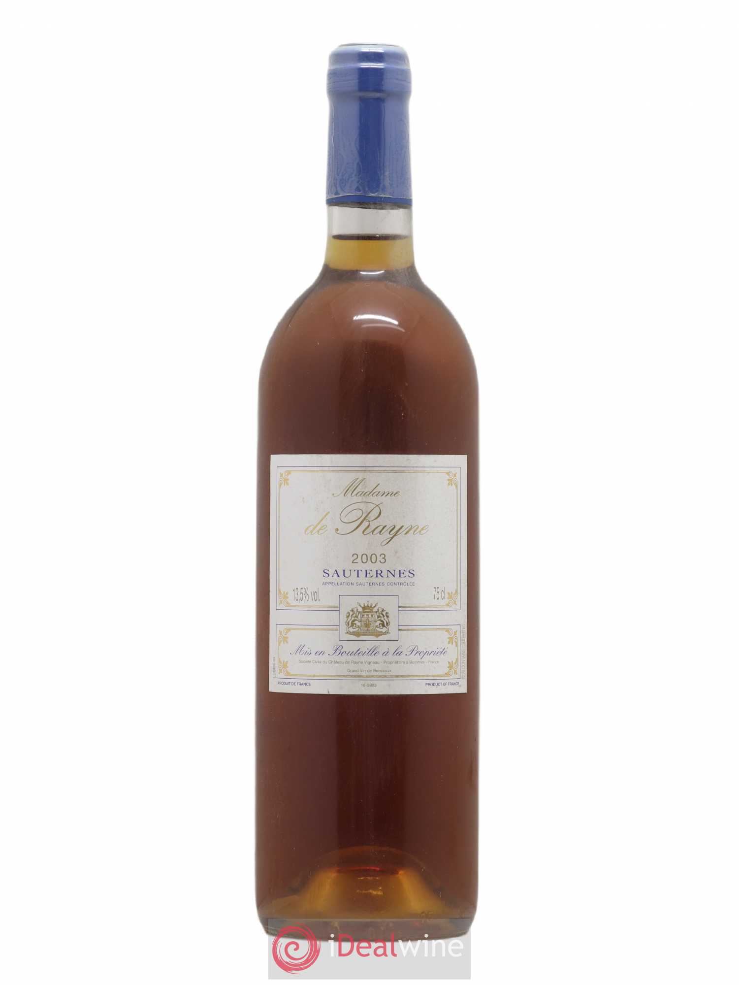 Sauternes Madame de Rayne 2003 - Lot de 1 bouteille - 0