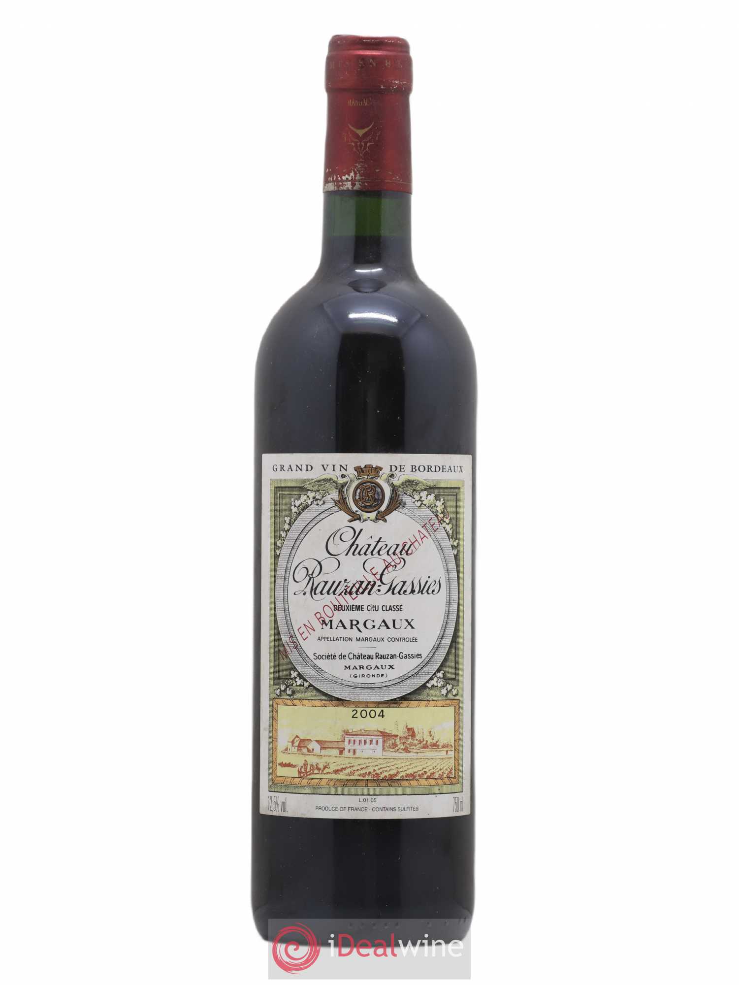 Château Rauzan-Gassies 2ème Grand Cru Classé 2004 - Lot de 1 bouteille - 0