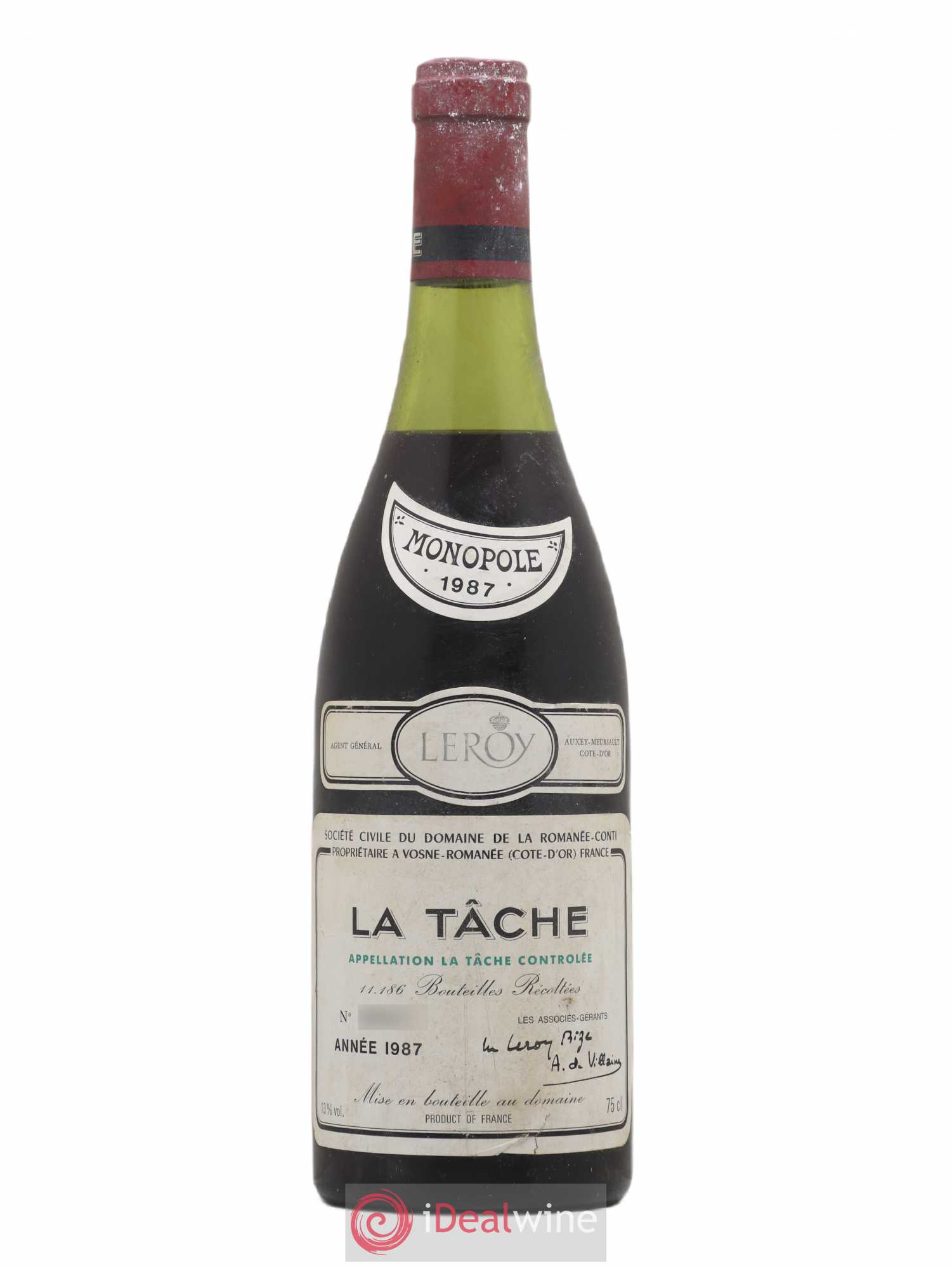 La Tâche Grand Cru Domaine de la Romanée-Conti 1987 - Lot de 1 bouteille - 0